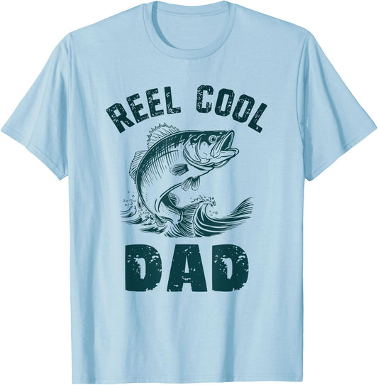 Reel Cool Dad Fishing Grandpa Vintage Style Daddy Father T-Shirt - T-Shirt | Light Blue