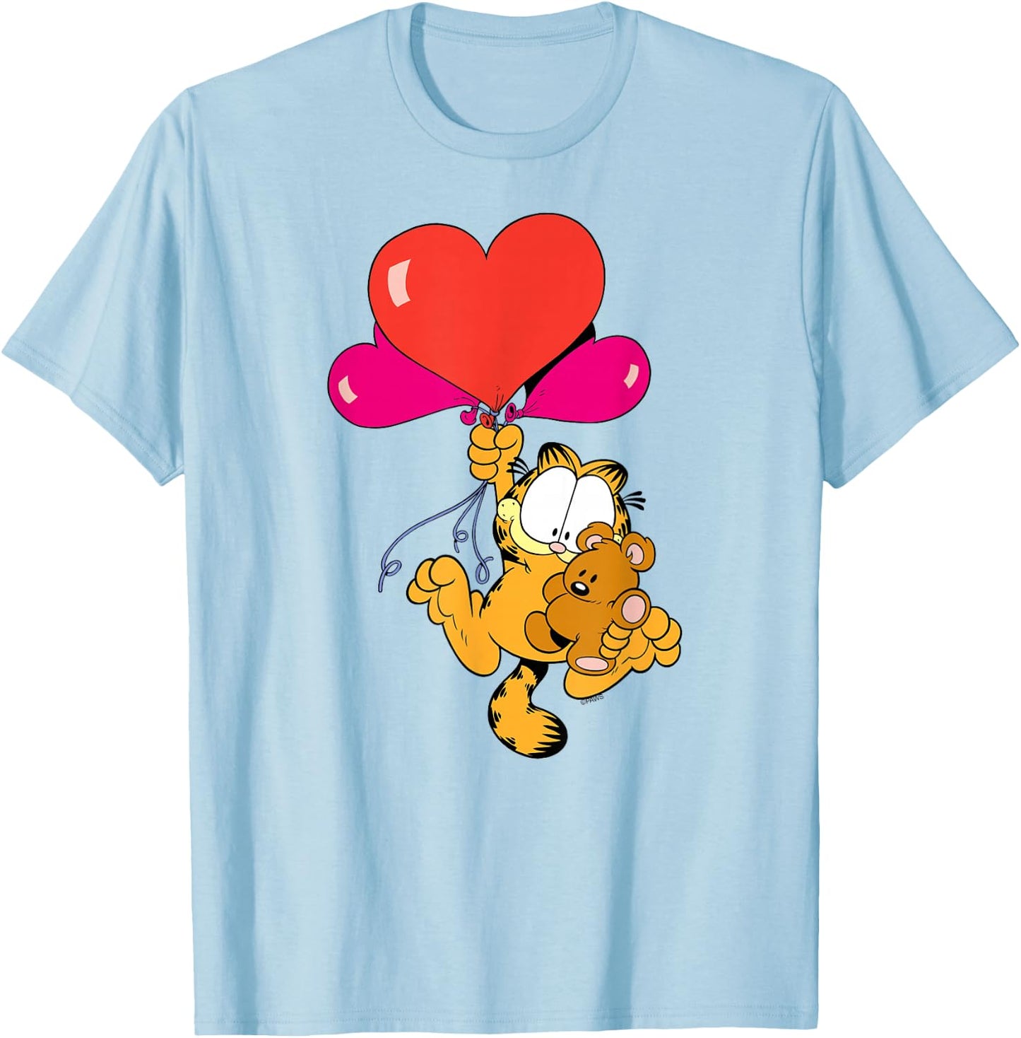 Garfield Heart Balloons with Pooky Valentine's Day Cat T-Shirt - T-Shirt | Light Blue