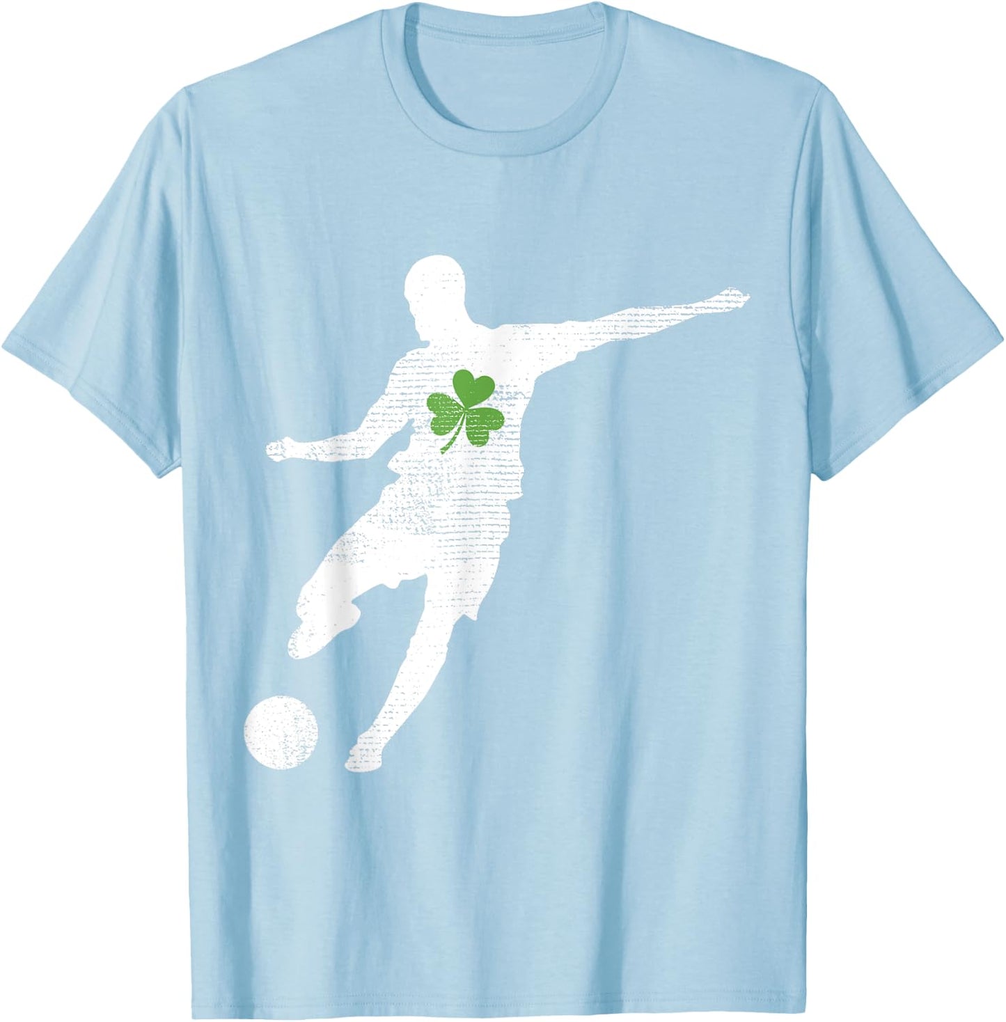 Soccer Lovers Green Shamrock Leaf St Patricks Day T-Shirt - T-Shirt | Light Blue