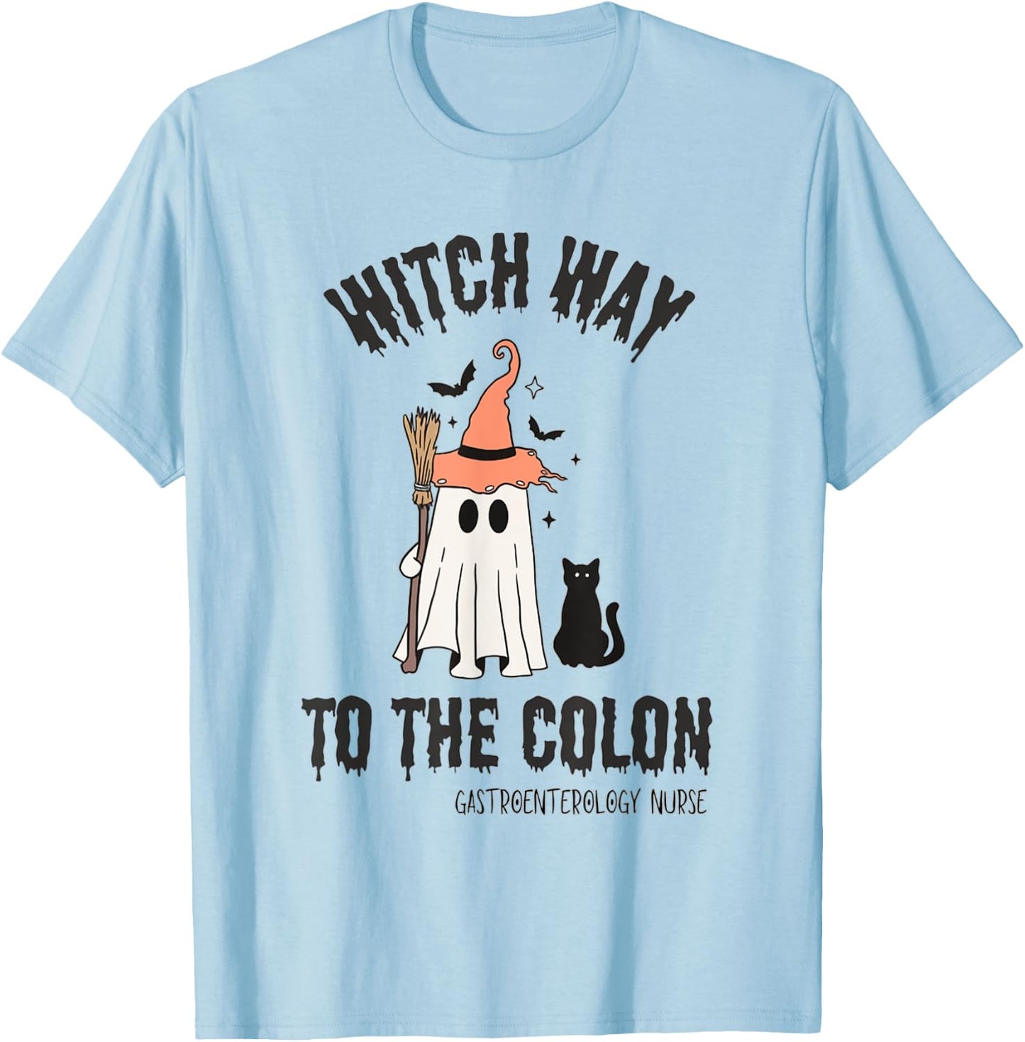 Endo Nurse Halloween Gastrointestinal Nurse Ghost Endoscopy T-Shirt - T-Shirt | Light Blue