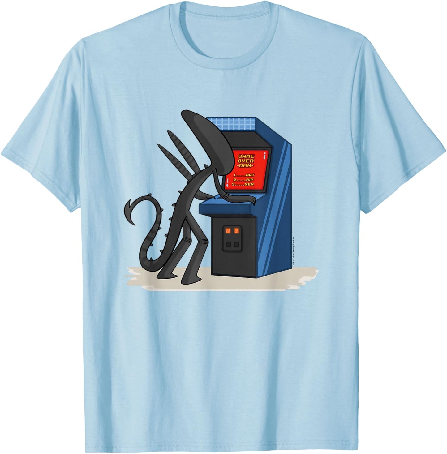Aliens Cute Animated Xen Game Over Man Big Chest Poster T-Shirt - T-Shirt | Light Blue