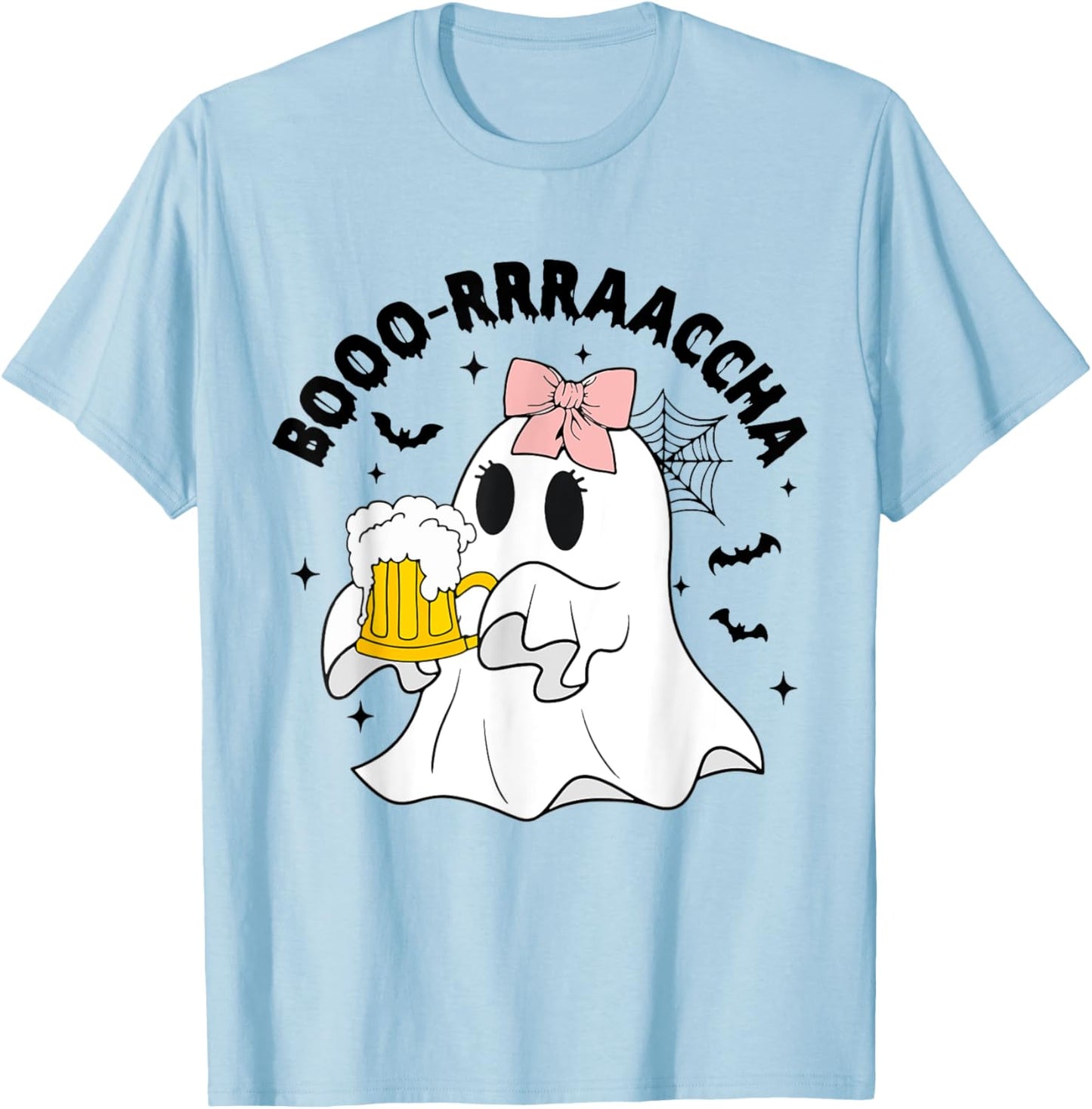 Boo-racha Funny Halloween Ghost Beer Design Borracha Funny T-Shirt - T-Shirt | Light Blue