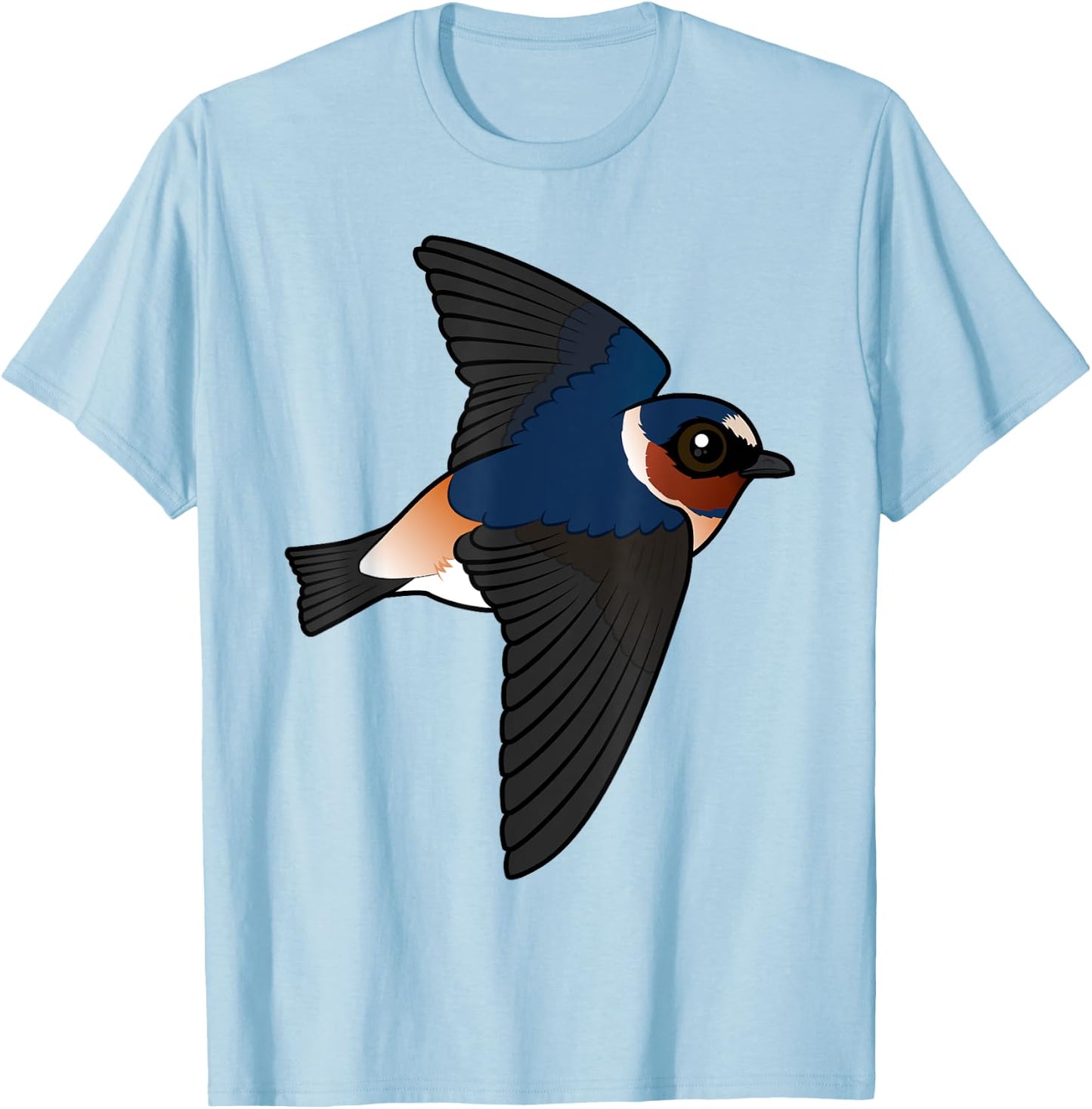 Cute Cartoon Cliff Swallow Flying Birdorable Bird Species T-Shirt - T-Shirt | Light Blue