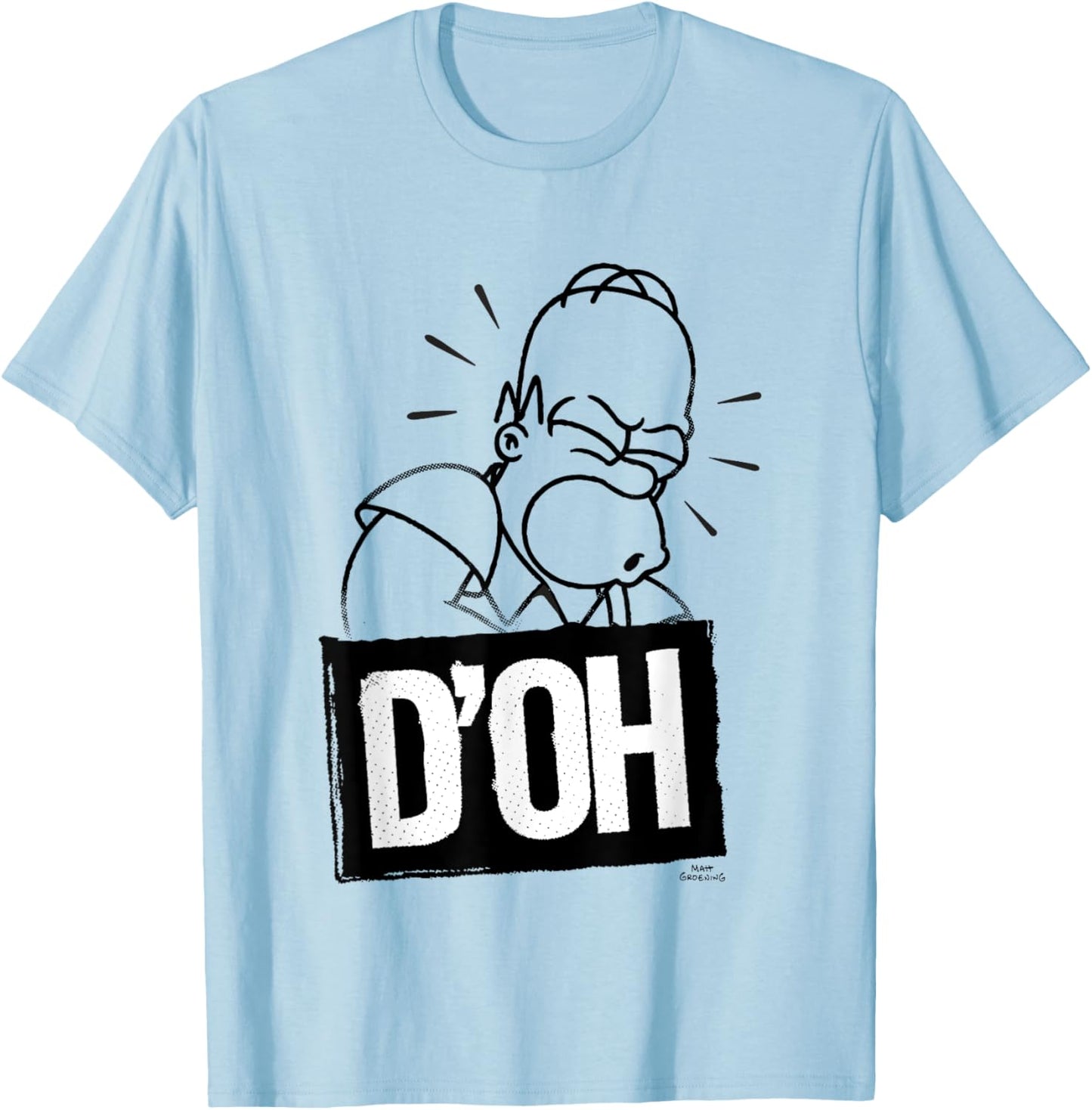 The Simpsons Homer Iconic Phrase D'OH Artline Chest Logo T-Shirt - T-Shirt | Light Blue
