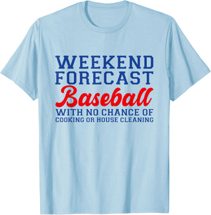 Retro Baseball Mom Mother's Day Weekend Forecast Baseball T-Shirt - T-Shirt | Light Blue