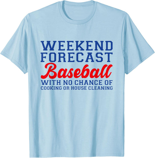 Retro Baseball Mom Mother's Day Weekend Forecast Baseball T-Shirt - T-Shirt | Light Blue