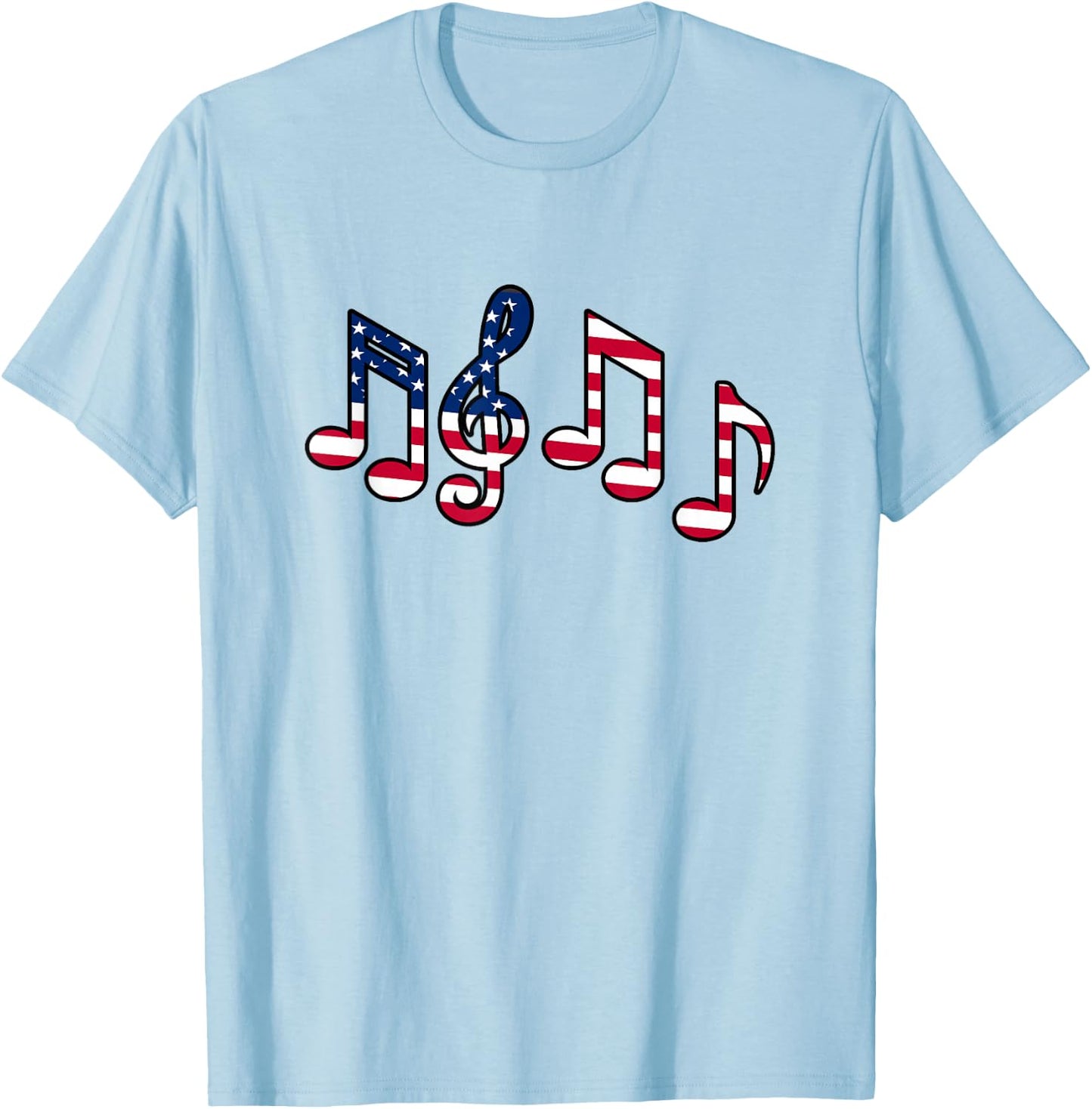 Music Notes 4th Of July American Patriotic Music Teacher T-Shirt - T-Shirt | Light Blue