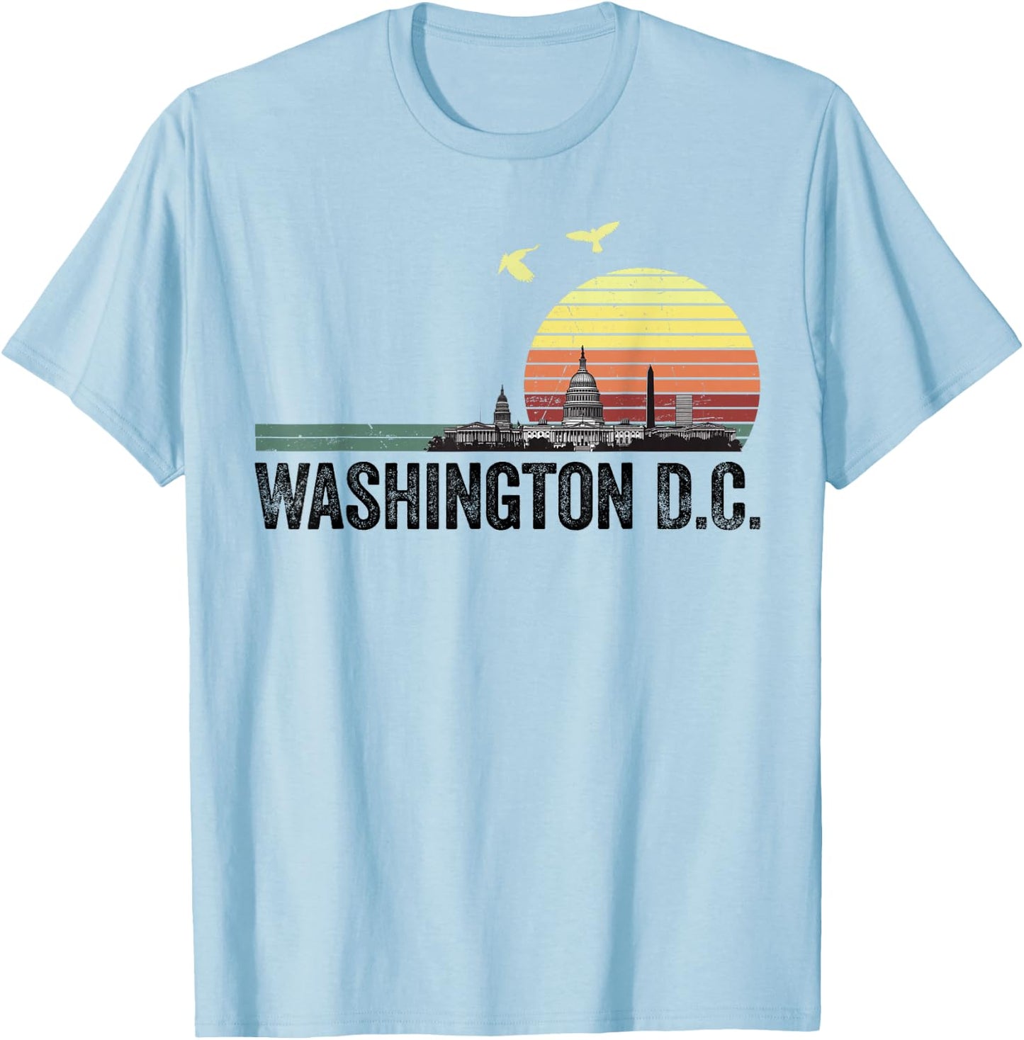 Washington DC Souvenir Capitol Hill Skyline Monuments T-Shirt - T-Shirt | Light Blue