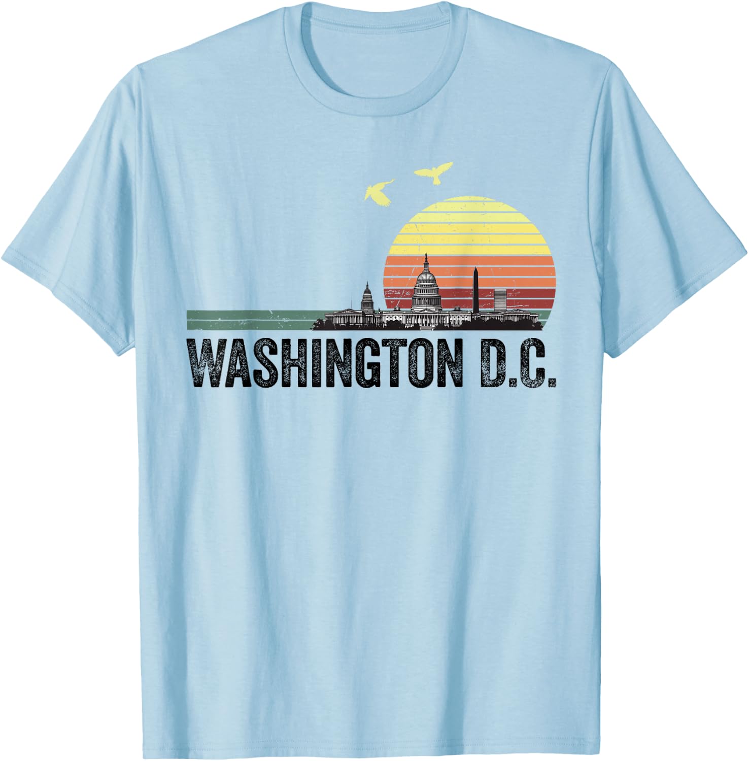 Washington DC Souvenir Capitol Hill Skyline Monuments T-Shirt - T-Shirt | Light Blue