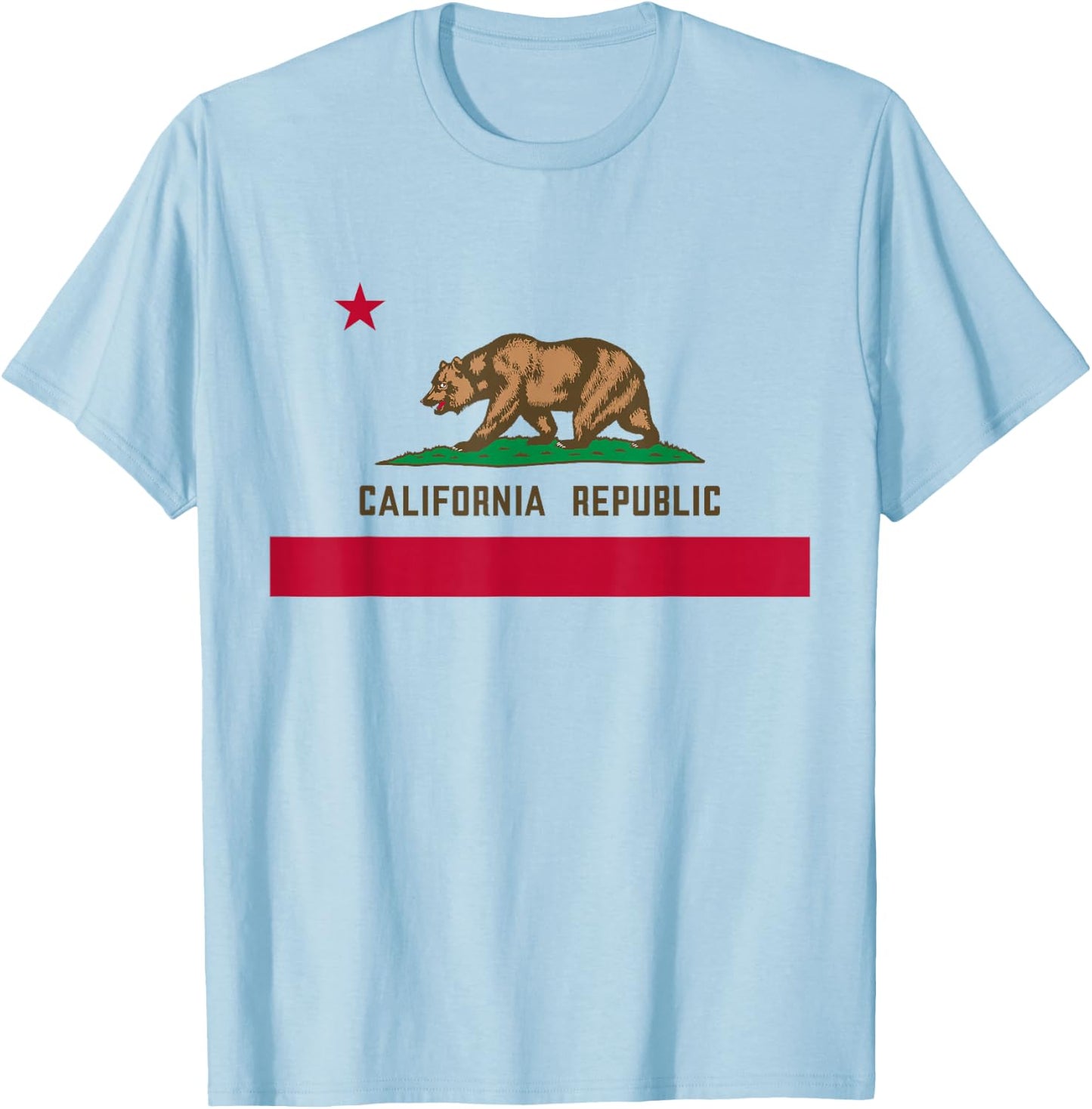 California Republic Flag Patriotic State USA T-Shirt - T-Shirt | Light Blue