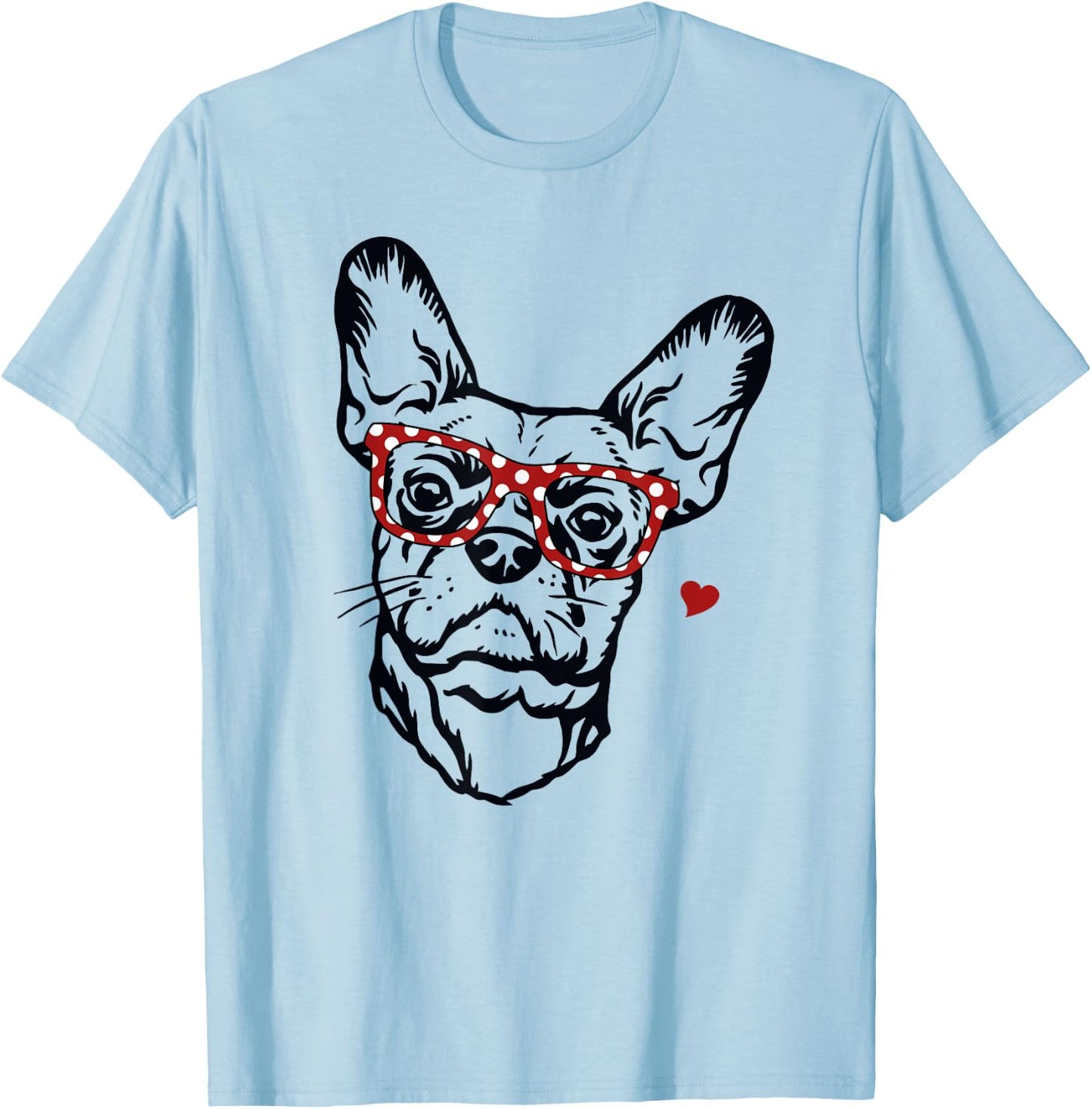 Cute Funny French Bulldog Wearing Glasses Mom Dog Mama Owner T-Shirt - T-Shirt | Light Blue