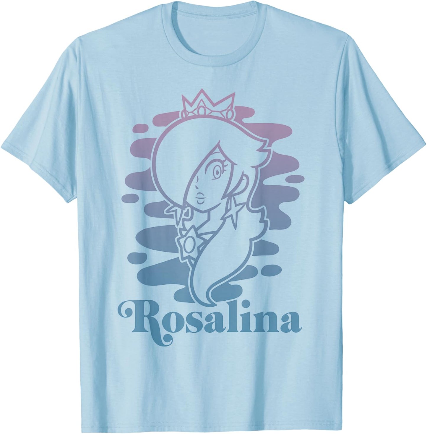 Super Mario Rosalina Gradient Outline Portrait T-Shirt - T-Shirt | Light Blue