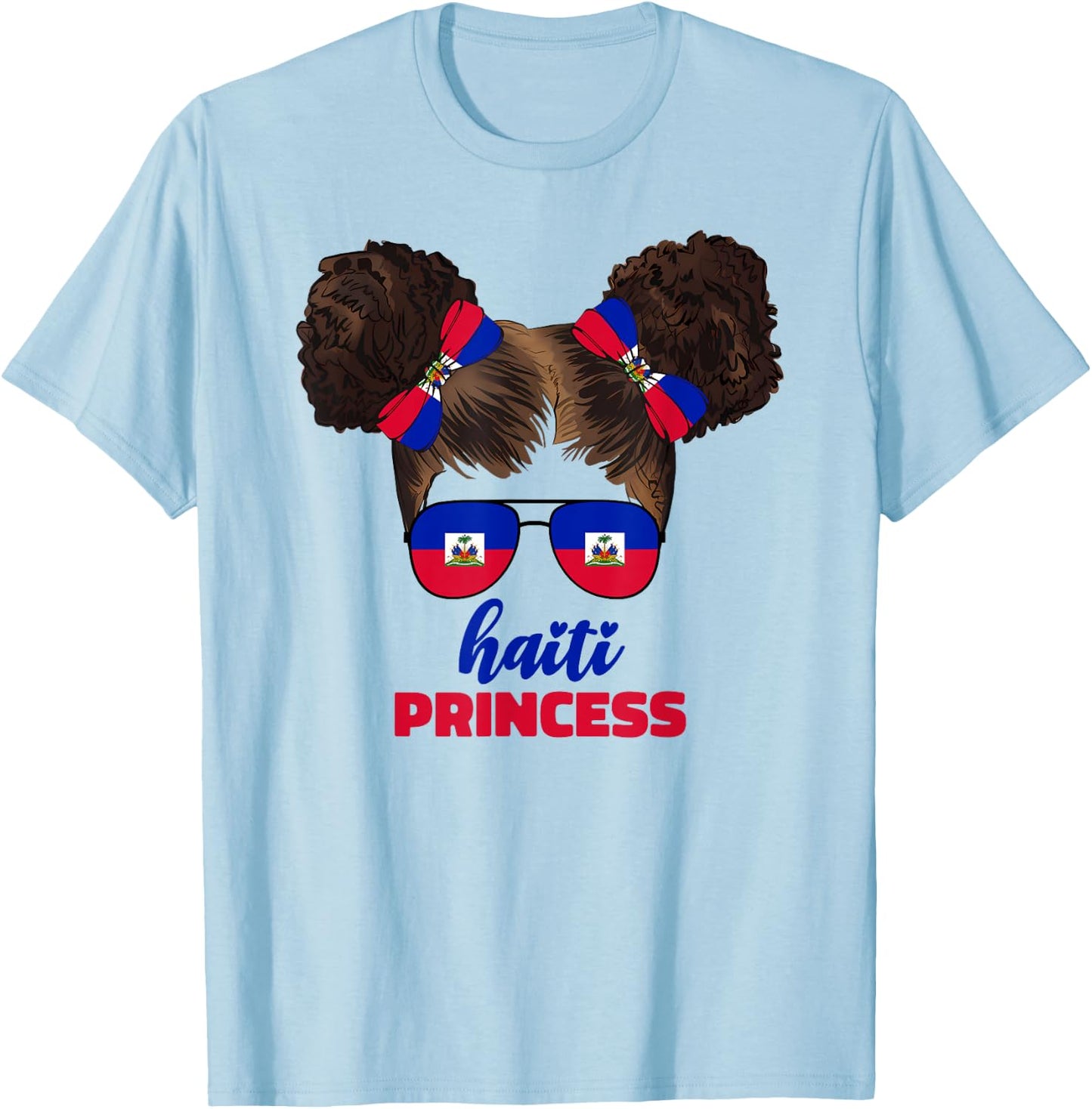 Haitian Princess Kids Youth For Girls Haiti Flag Pride Ayiti T-Shirt - T-Shirt | Light Blue