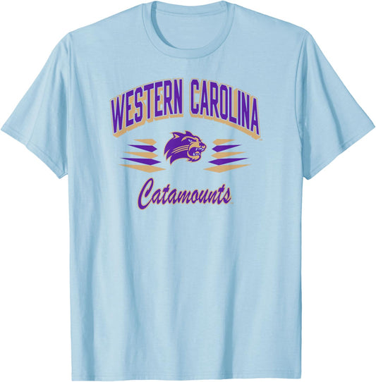Western Carolina Catamounts Retro Diamond White T-Shirt - T-Shirt | Light Blue