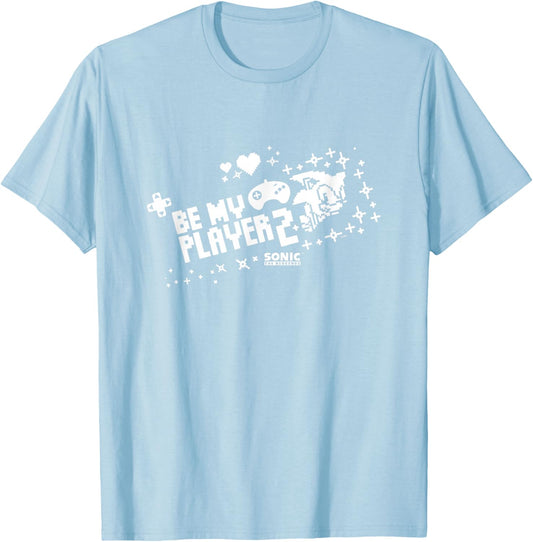 Sonic The Hedgehog Valentine's Day Be My Player 2 Pixel Logo T-Shirt - T-Shirt | Light Blue