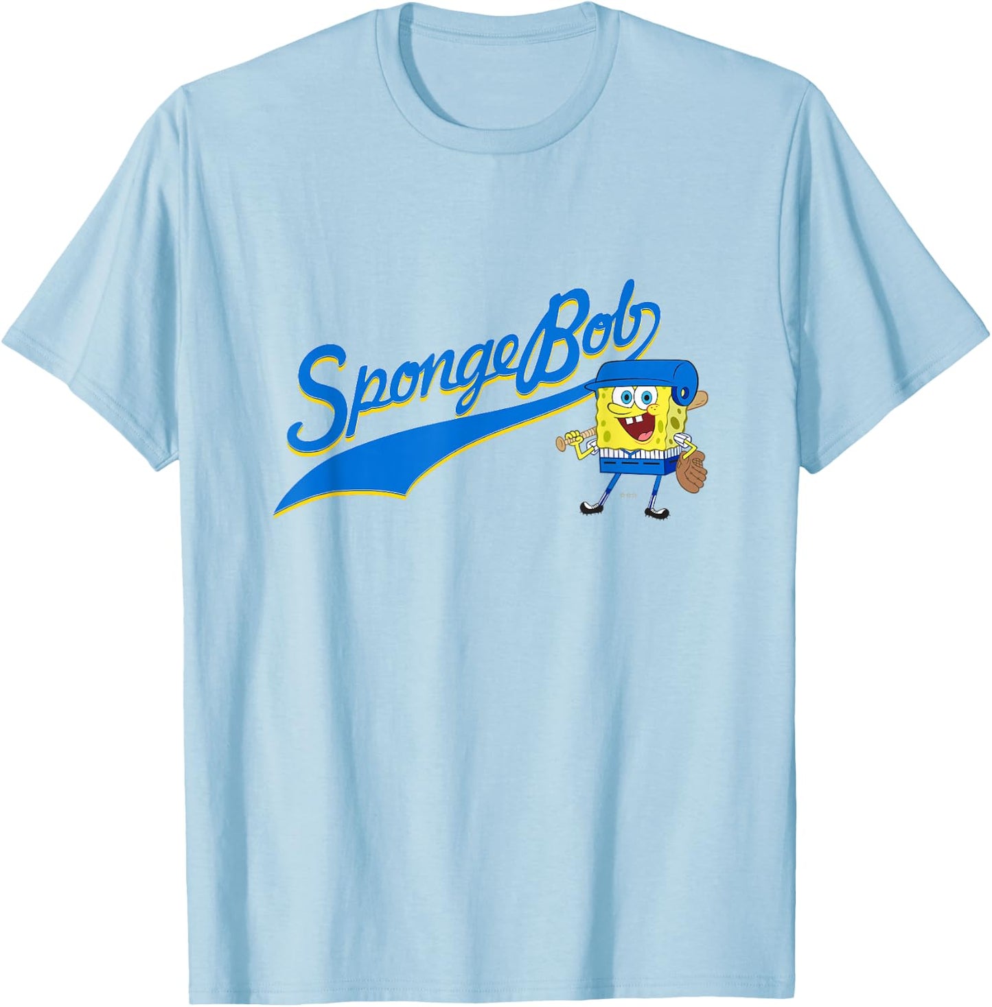 SpongeBob SquarePants Playing Baseball Sports T-Shirt - T-Shirt | Light Blue