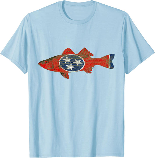 Tennessee Volunteer State Fish Flag Shirt Women Yout T-Shirt - T-Shirt | Light Blue
