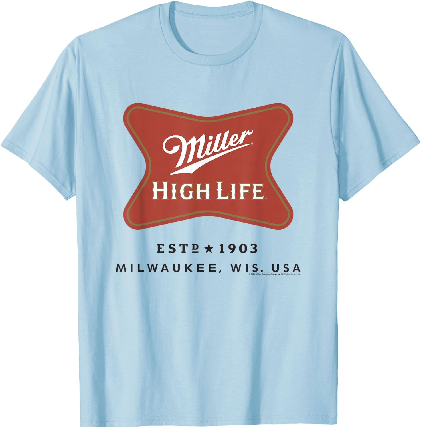 Miller High Life Est. 1903 Milwaukee Wis. USA Vintage T-Shirt - T-Shirt | Light Blue