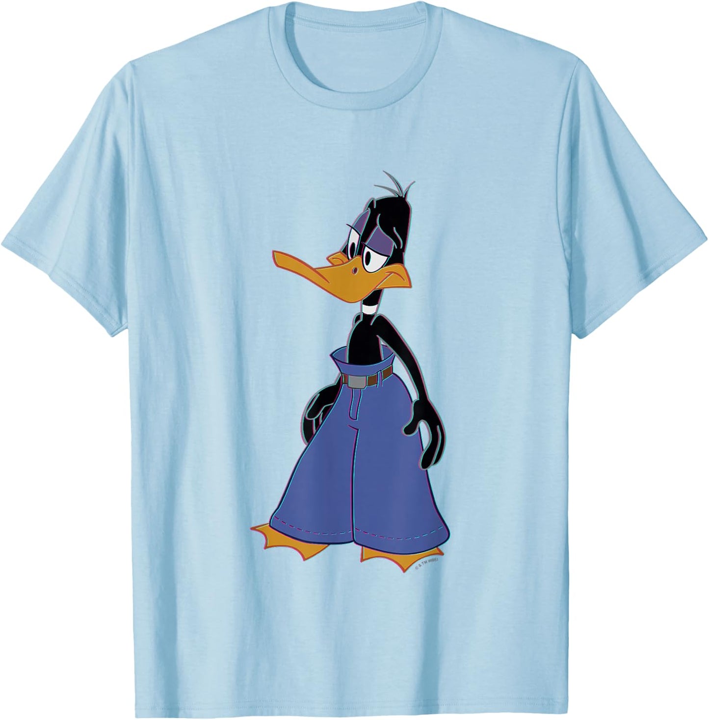 Looney Tunes Daffy Duck Wearing Mall Pants Retro Shot T-Shirt - T-Shirt | Light Blue