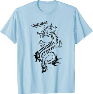 Ljubljana Slovenia City of Dragons Hand Drawn Dragon T-Shirt - T-Shirt | Light Blue
