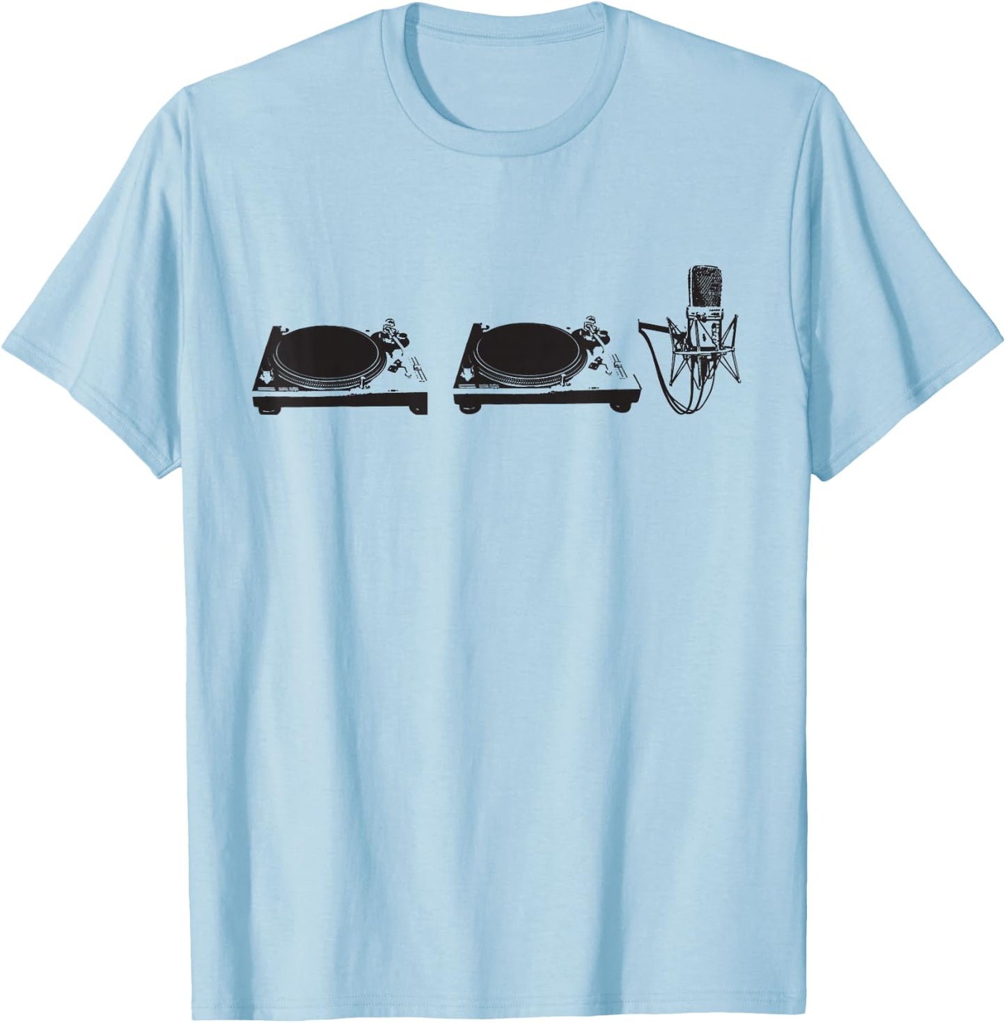 Two Turn Tables And A Microphone Old School Hip-Hop Rap T-Shirt - T-Shirt | Light Blue