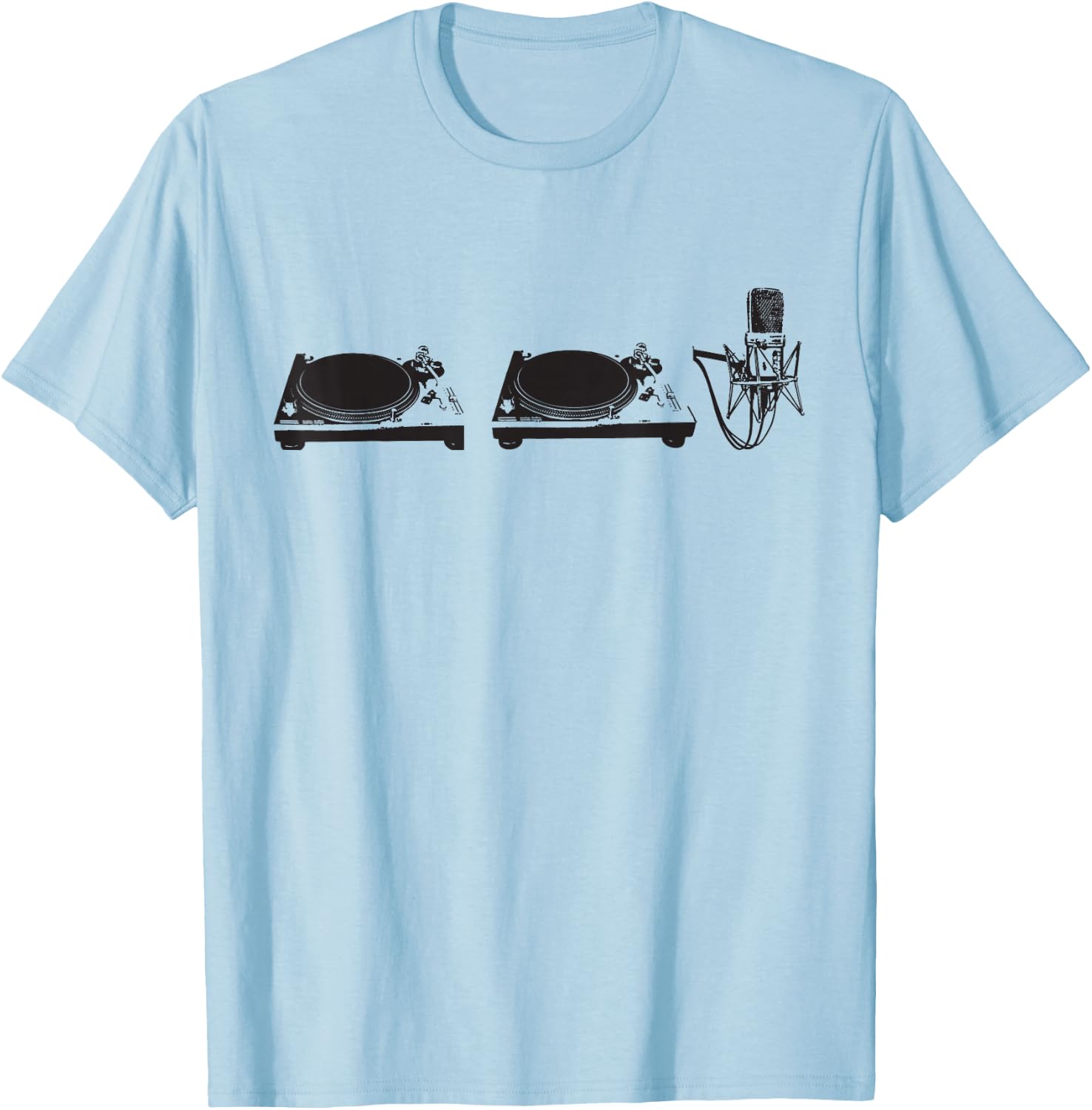 Two Turn Tables And A Microphone Old School Hip-Hop Rap T-Shirt - T-Shirt | Light Blue