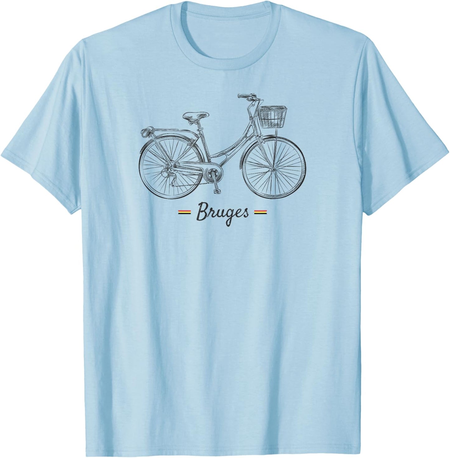Vintage Bicycle Bruges Belgium | Bike Lover T-Shirt - T-Shirt | Light Blue