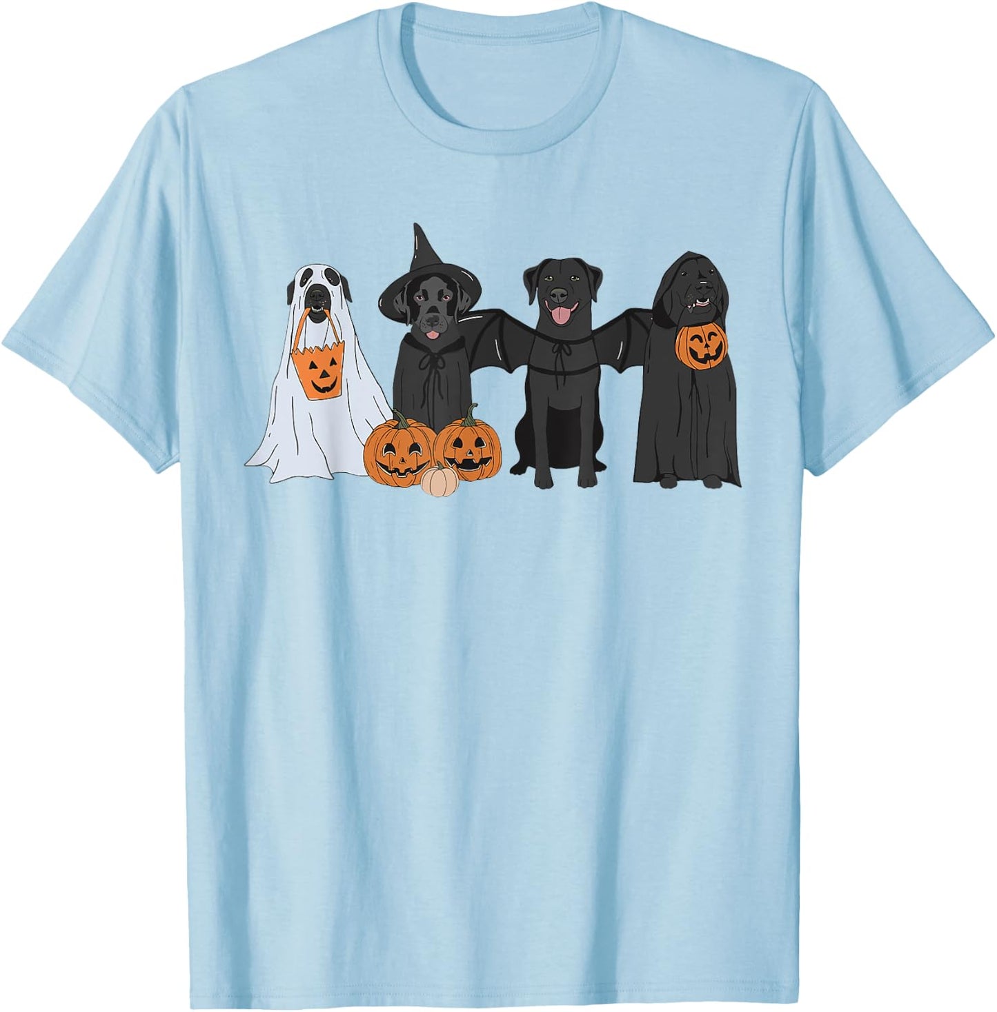 Cute Black Labrador Dog Halloween Pumpkin Labrador Dog Mom Men Women T-Shirt - T-Shirt | Light Blue