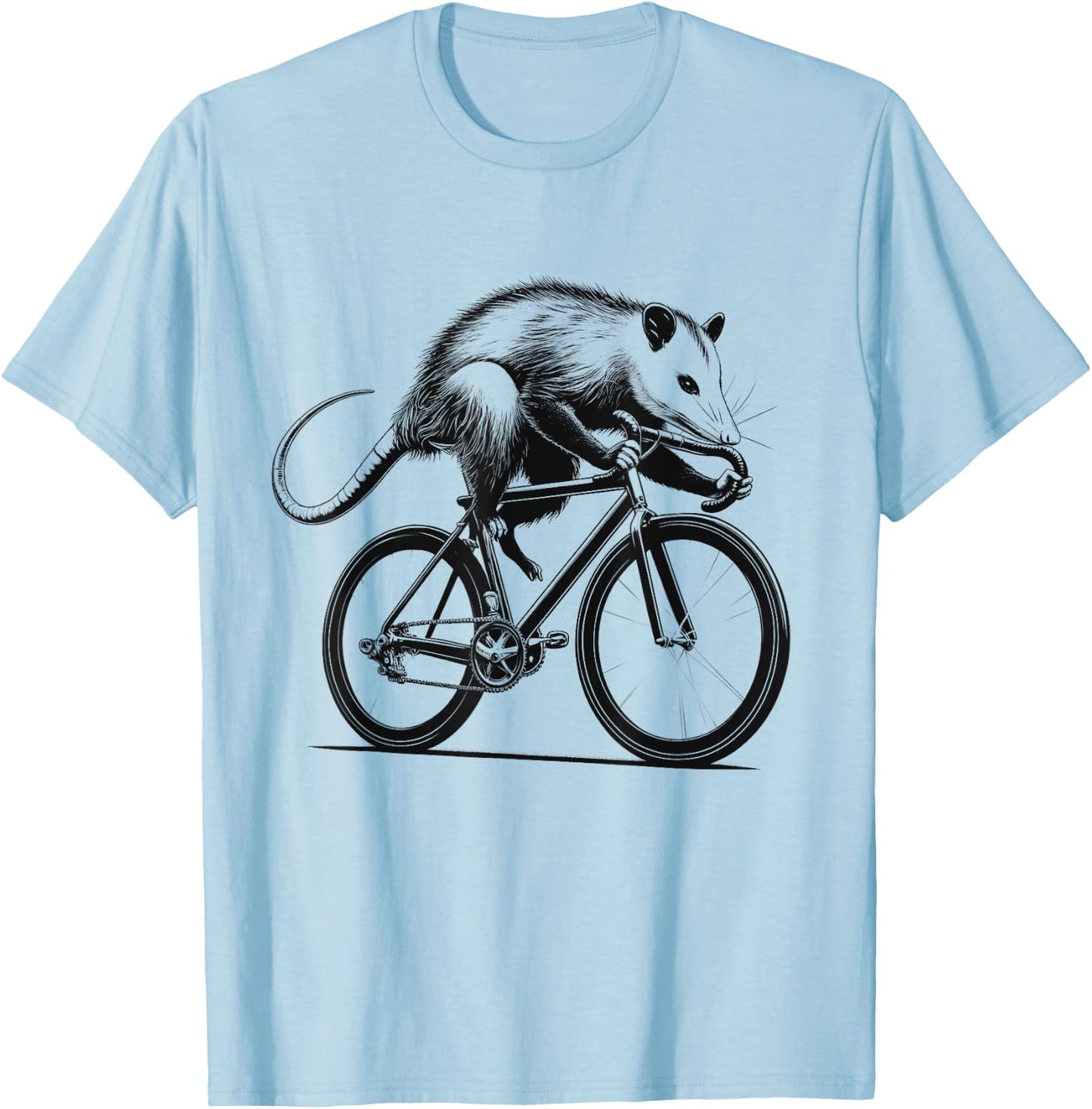 Opossum Possum Riding Bike Biker Bicycle Lover Biking T-Shirt - T-Shirt | Light Blue