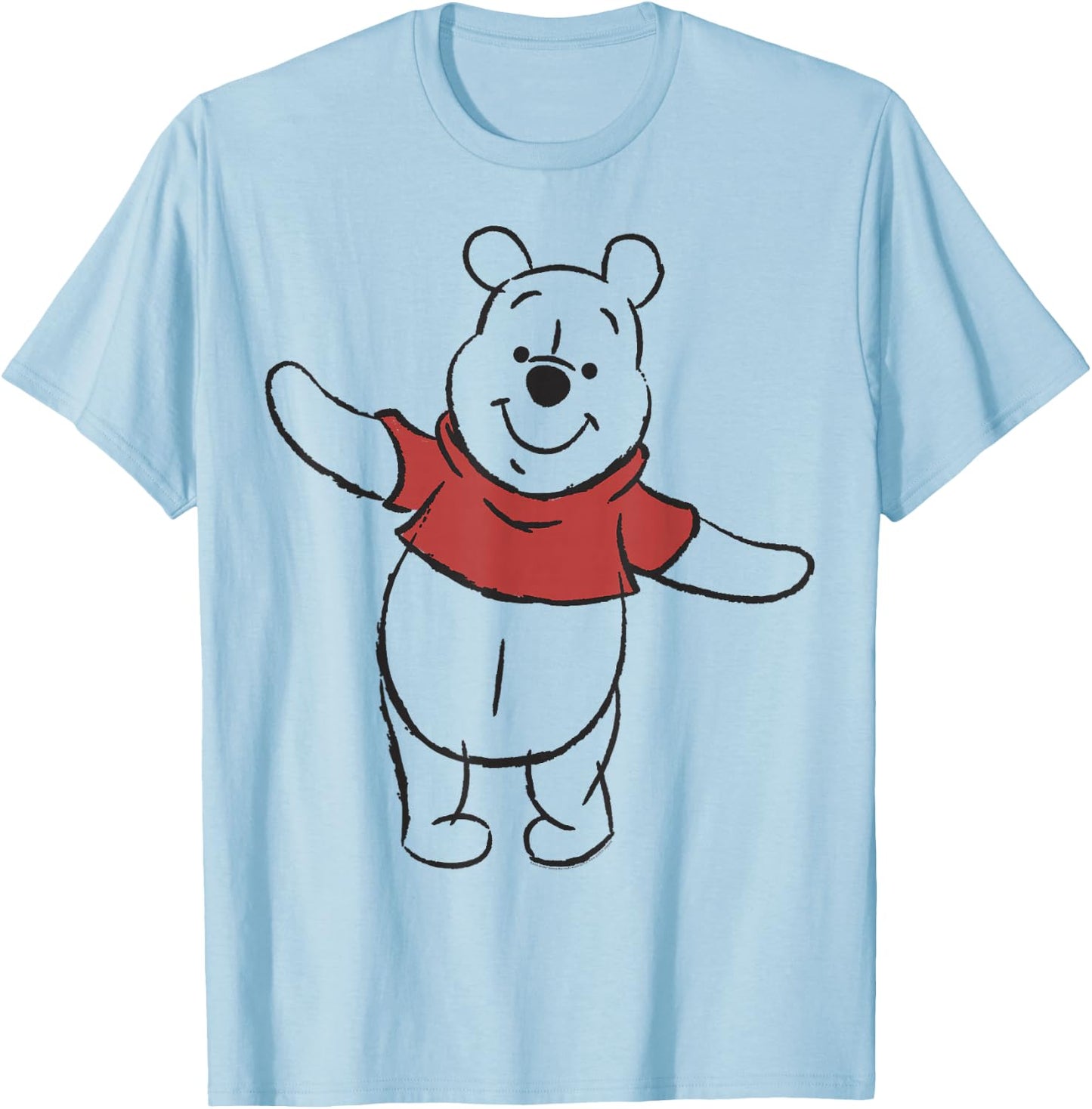 Disney Winnie The Pooh Simple Outline Sketch T-Shirt - T-Shirt | Light Blue
