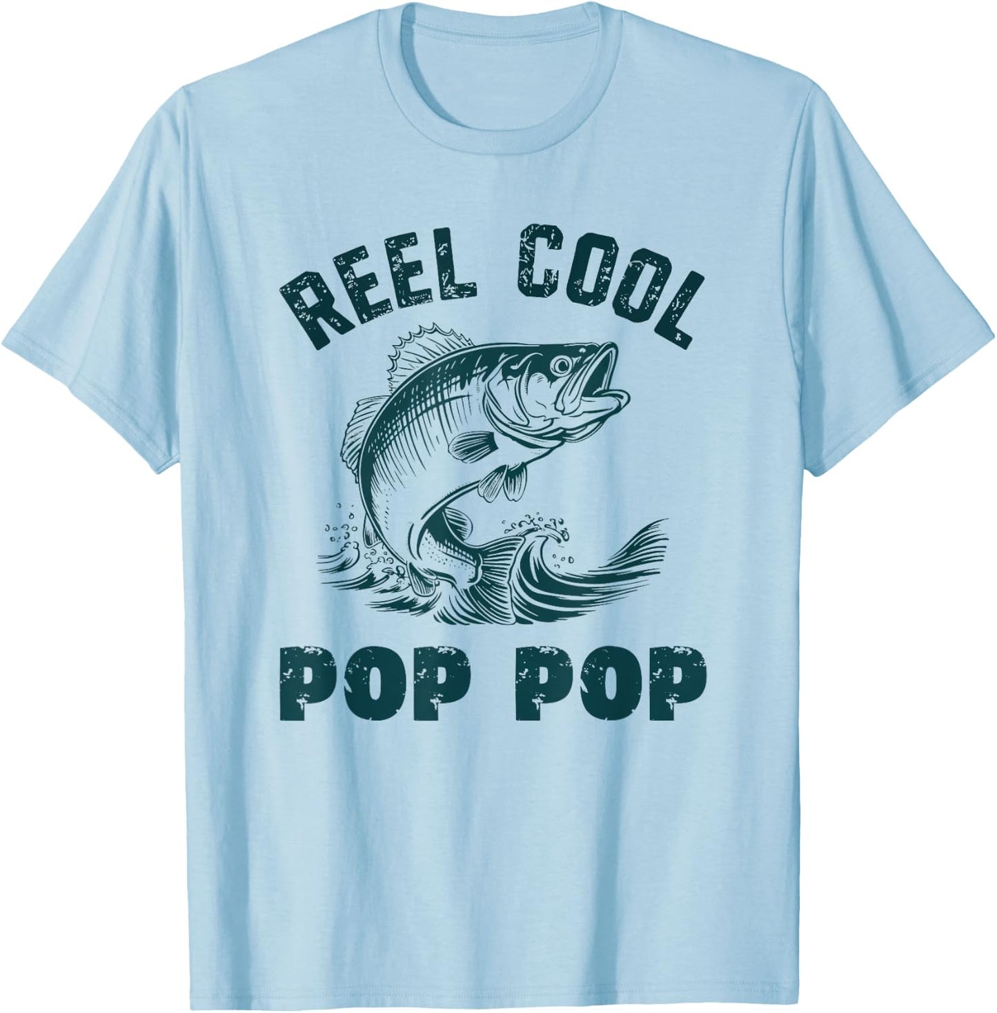 Reel Cool Pop-Pop Fishing Grandpa Vintage Style PopPop T-Shirt - T-Shirt | Light Blue