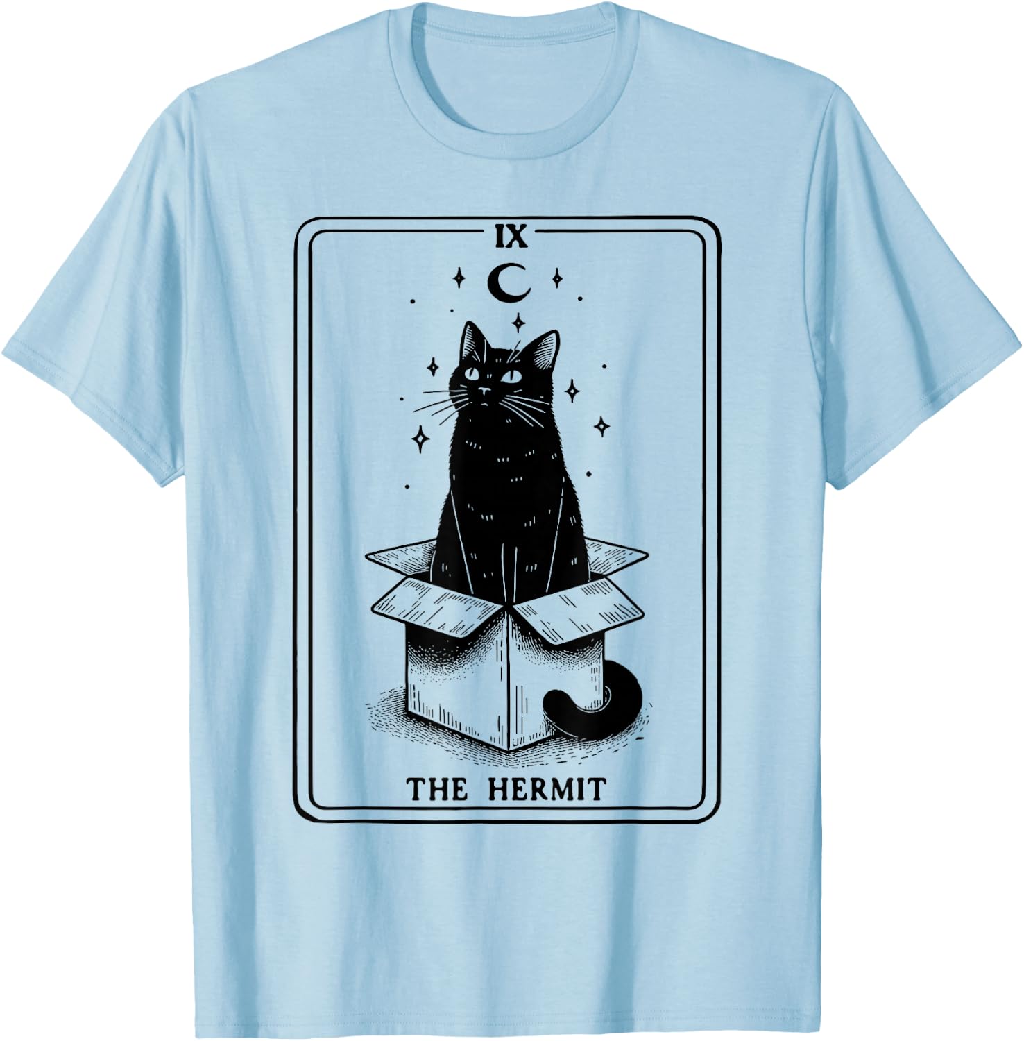 The Hermit Tarot Card Cat In Box Mystic Funny Cat T-Shirt - T-Shirt | Light Blue
