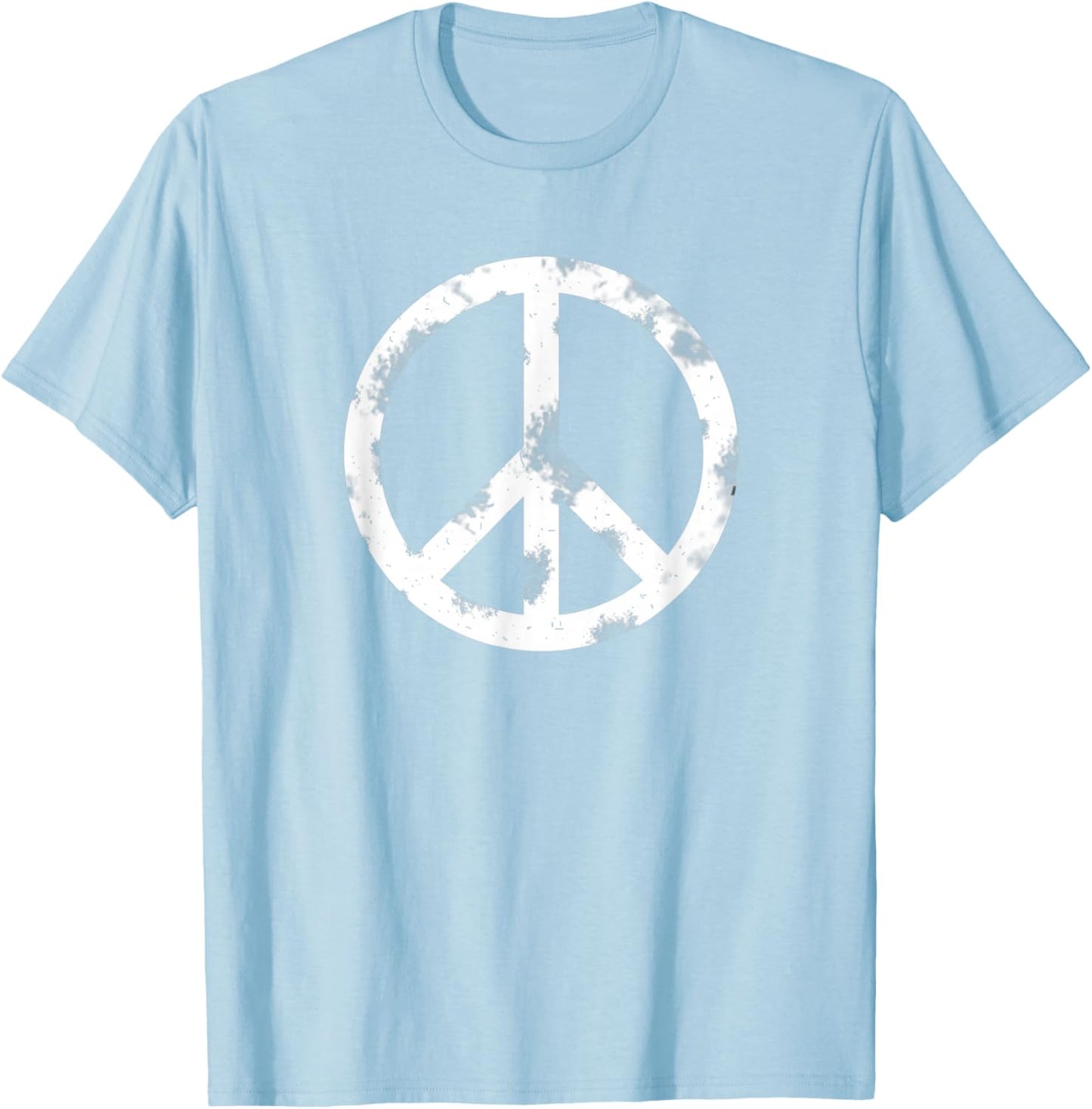 Distressed Hippie Peace Sign Cool Vintage Symbol Men Women T-Shirt - T-Shirt | Light Blue