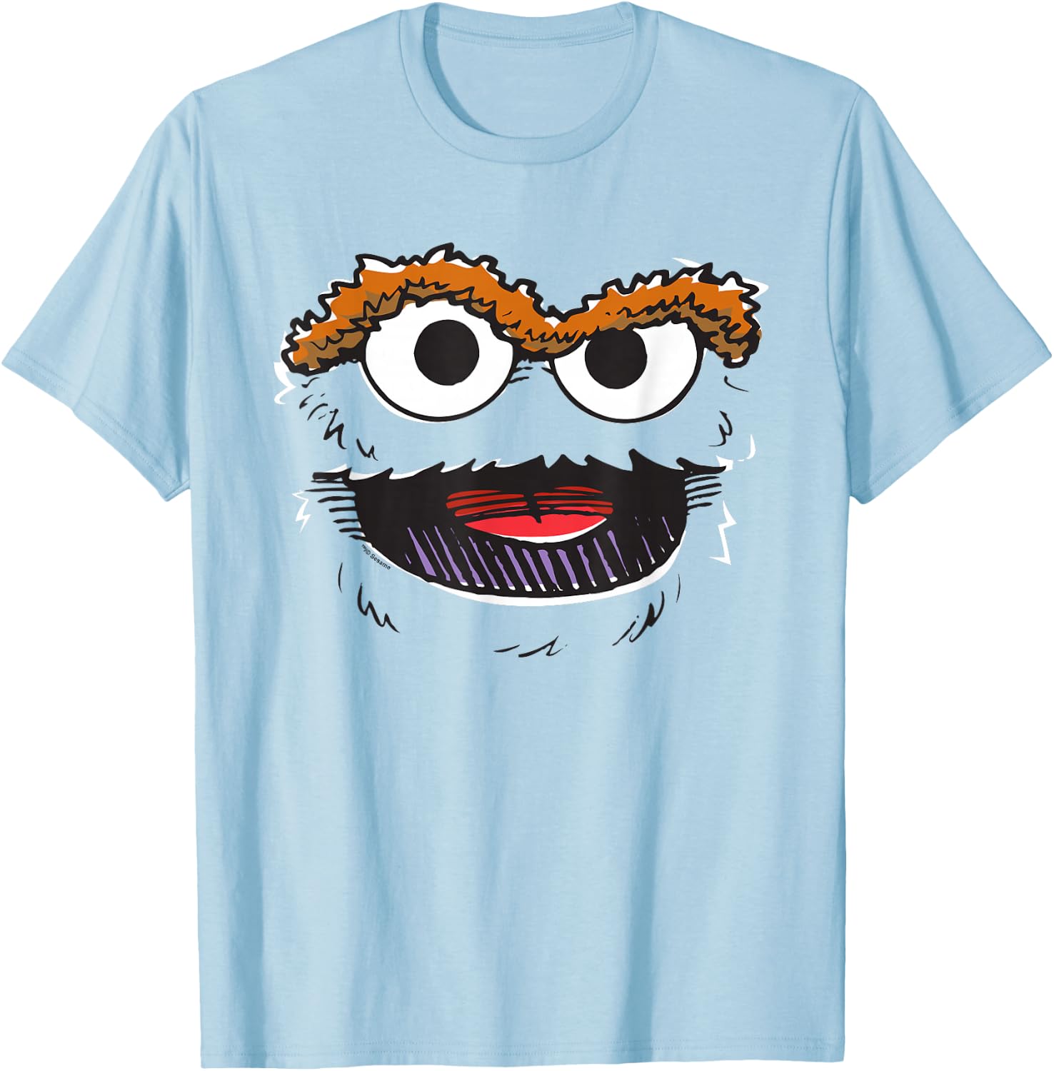 Sesame Street Oscar Retro Sketch Face Halloween Costume T-Shirt - T-Shirt | Light Blue