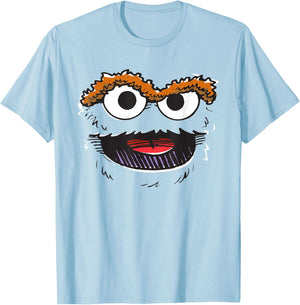 Sesame Street Oscar Retro Sketch Face Halloween Costume T-Shirt - T-Shirt | Light Blue