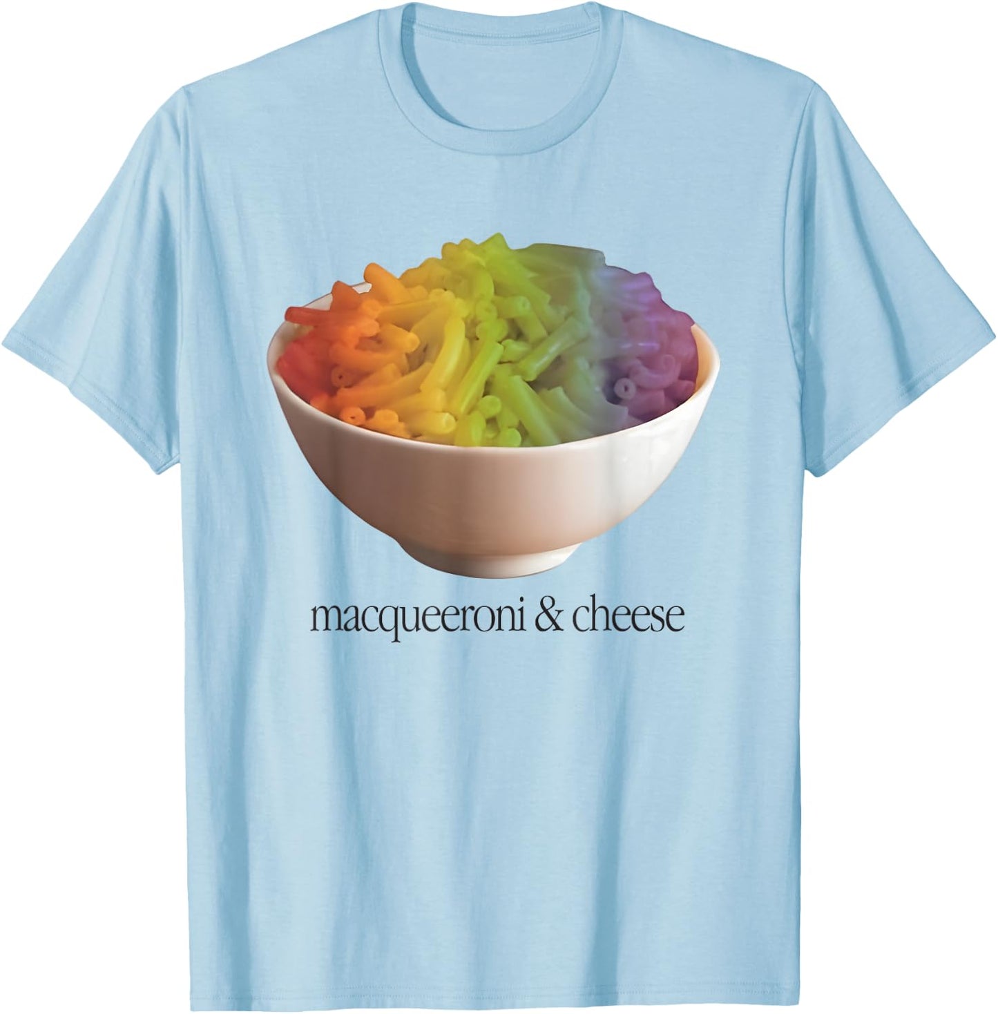 Macqueeroni And Cheese Pride Rainbow T-Shirt - T-Shirt | Light Blue