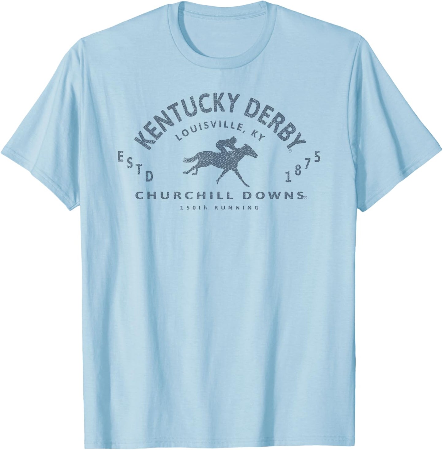 Officially Licensed Kentucky Derby 150th Running Retro Logo T-Shirt - T-Shirt | Light Blue