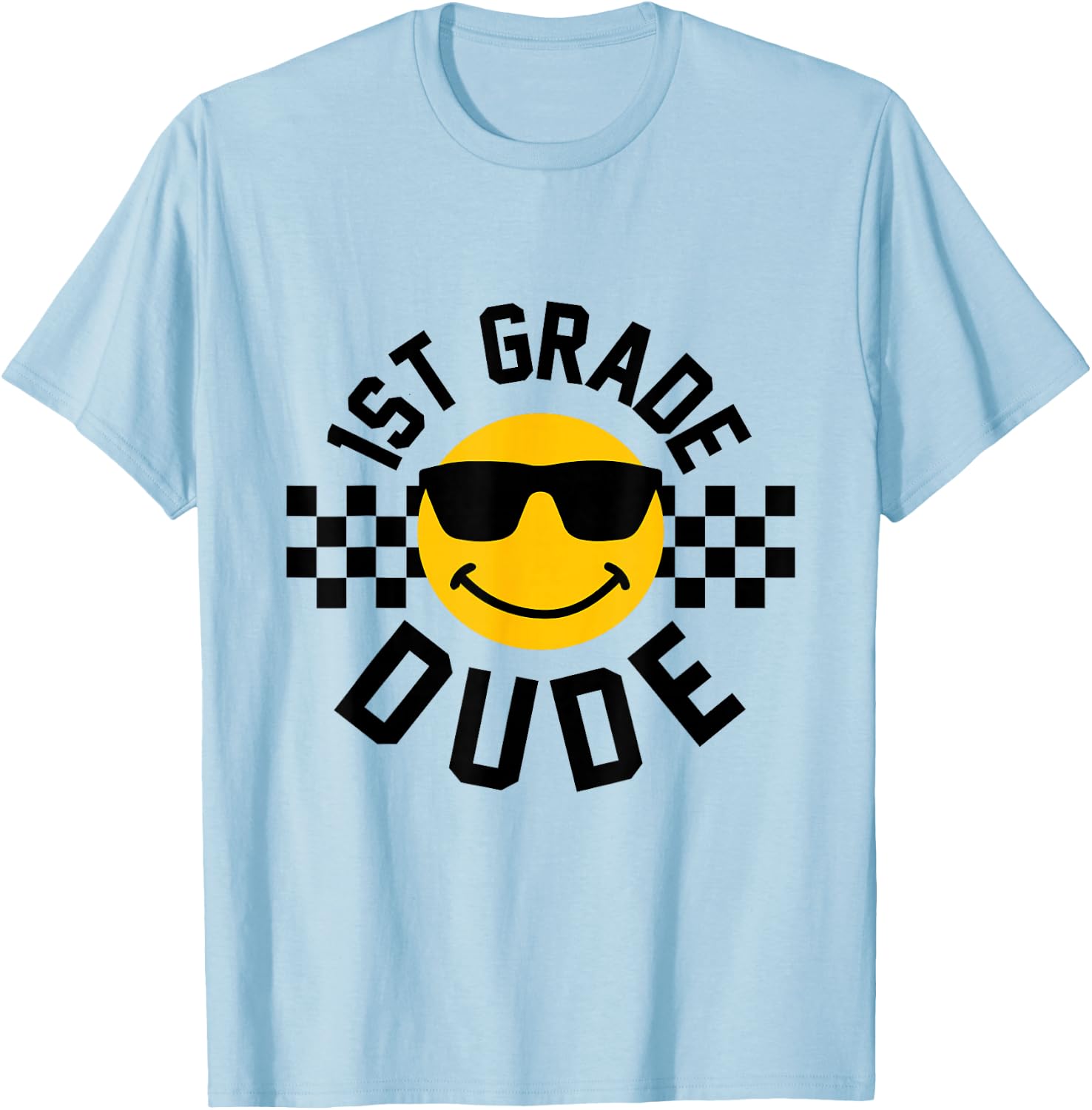 First Grade Back to School Boys Smile Face 1st Grade Dude T-Shirt - T-Shirt | Light Blue