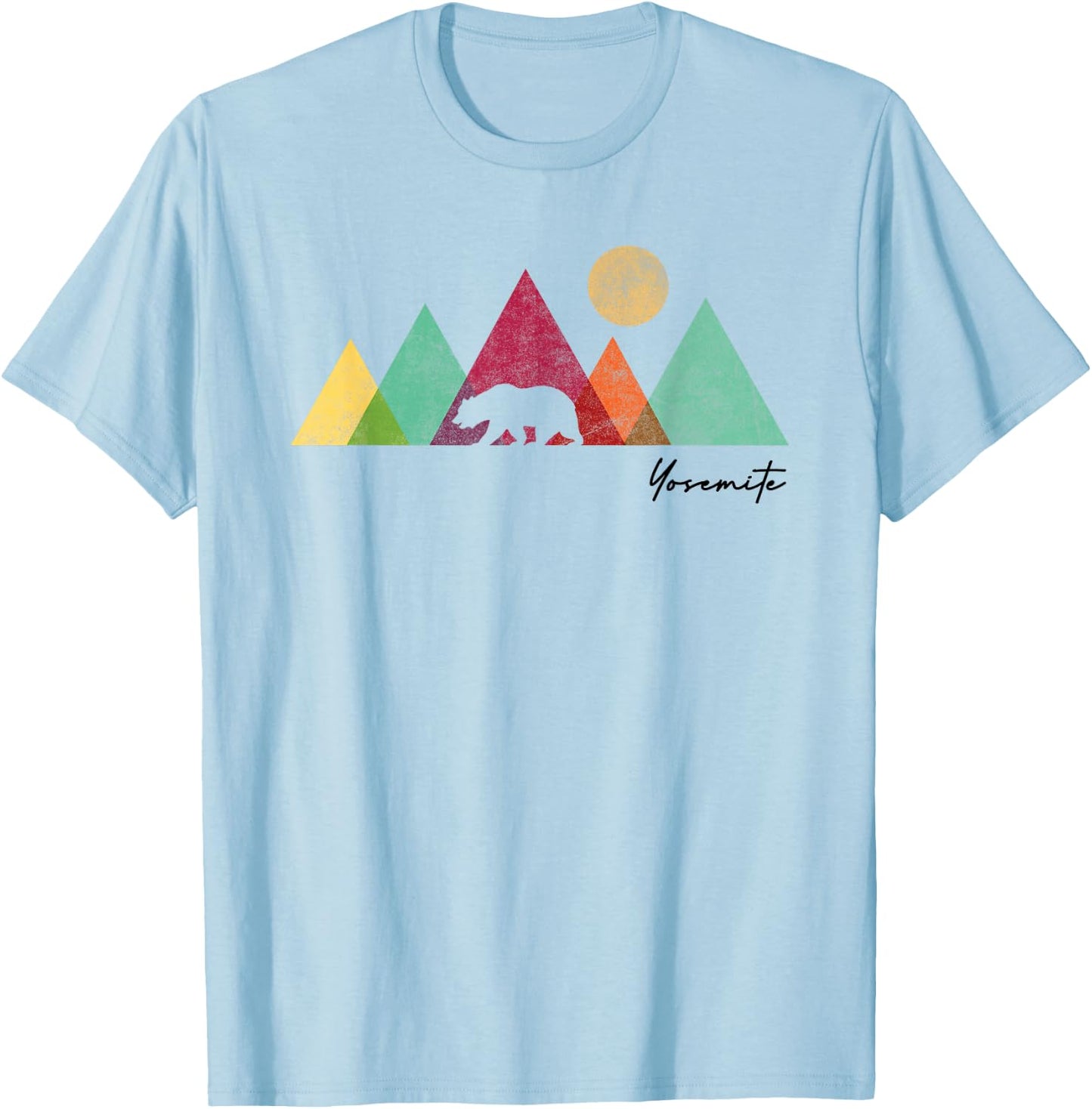 Yosemite California Colorful Bear Mountains National Park T-Shirt - T-Shirt | Light Blue