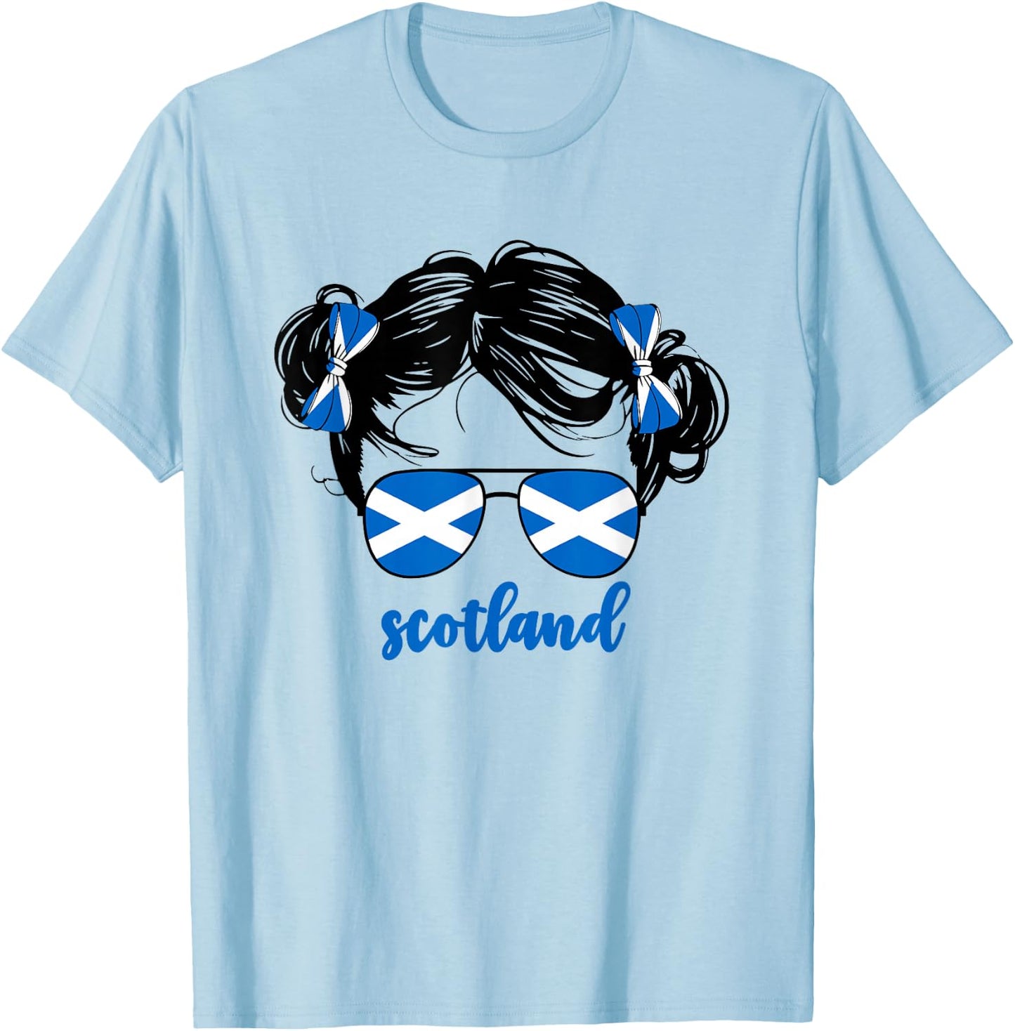 Cute Scottish Girl For Kids Scots Pride Scotland Flag Girls T-Shirt - T-Shirt | Light Blue