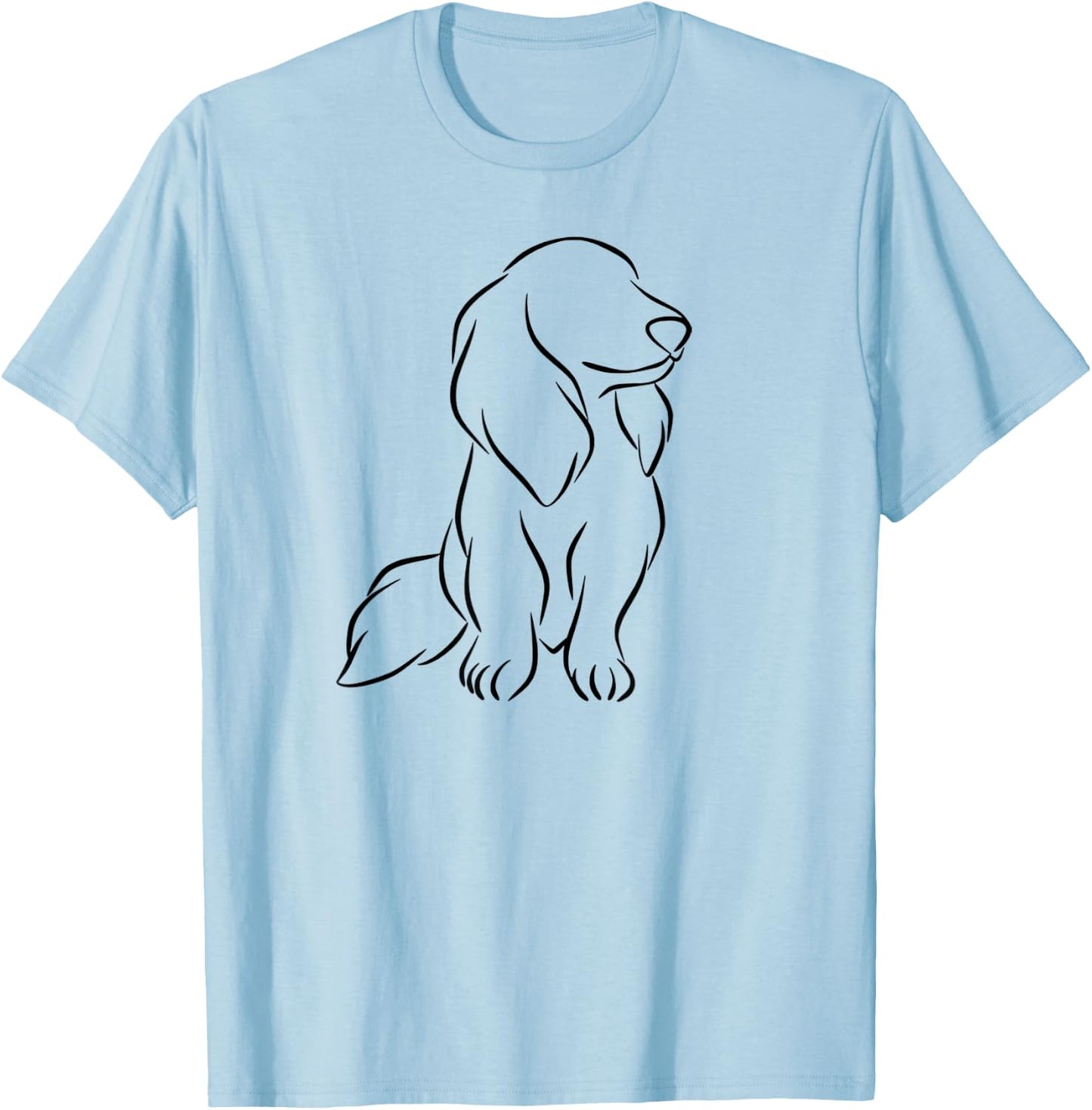 Long haired Dachshund Line Art Cute Doxie Wiener Dog Women T-Shirt - T-Shirt | Light Blue