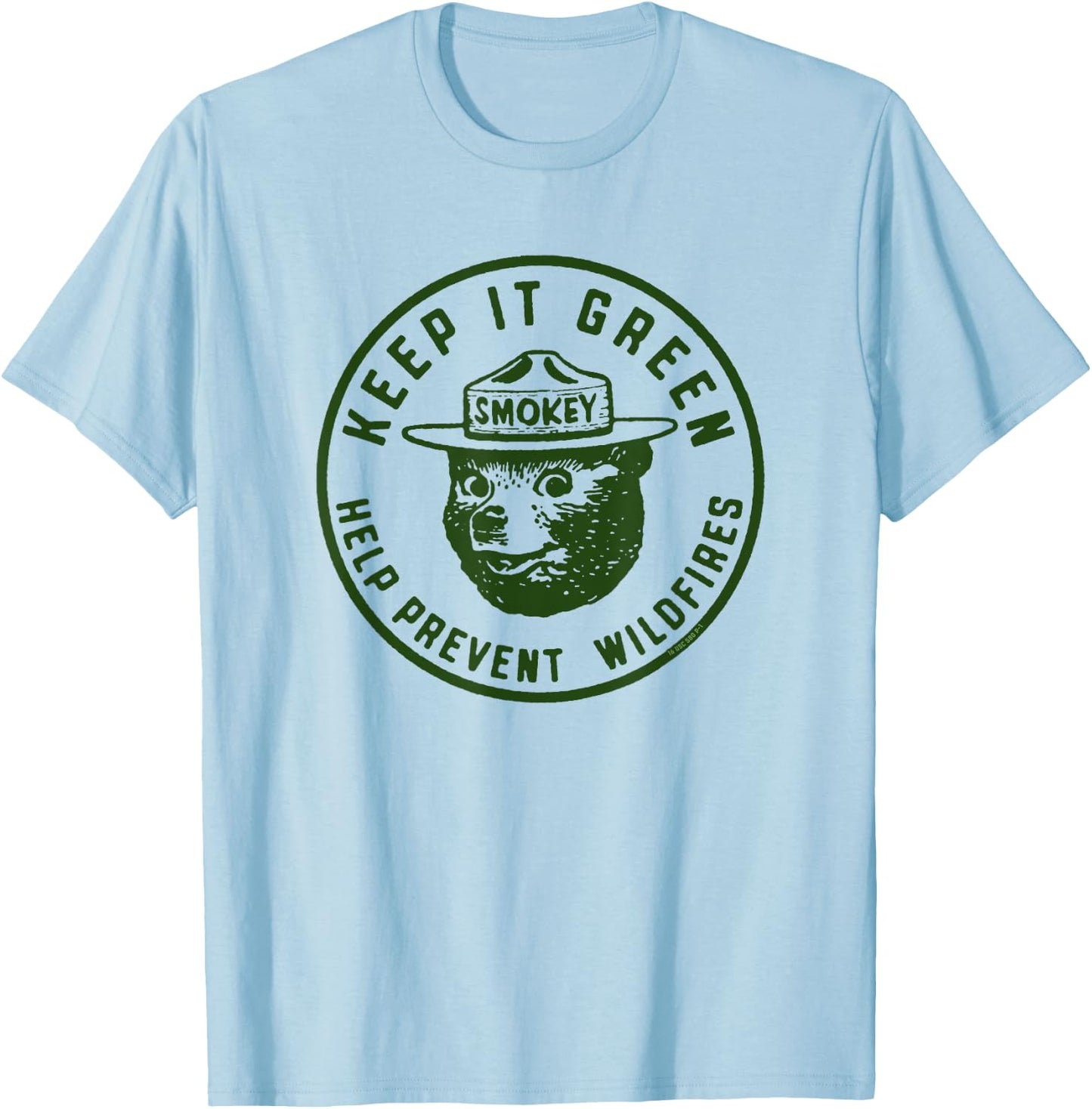 Keep It Green! Help Prevent Wildfires Vintage Smokey Bear T-Shirt - T-Shirt | Light Blue