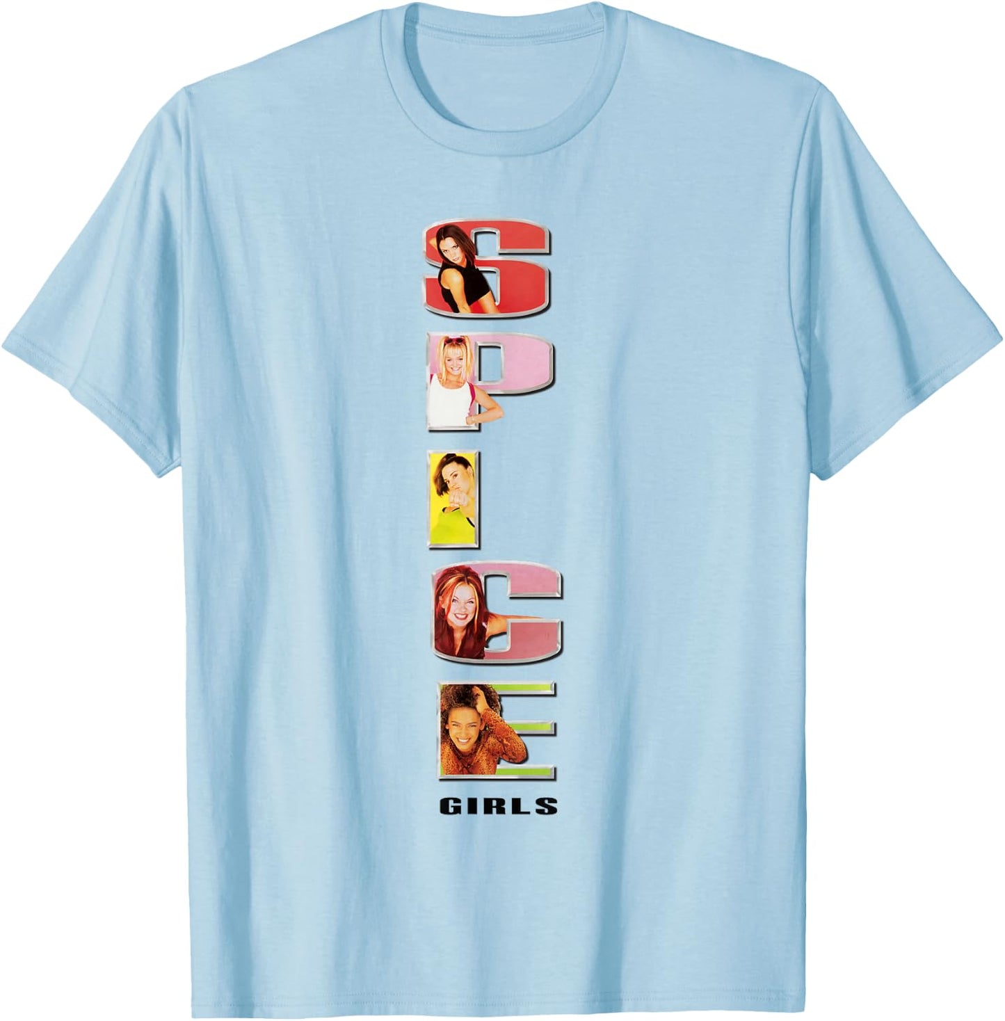 Official Spice Girls Stacked Logo T-Shirt - T-Shirt | Light Blue
