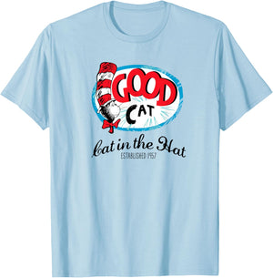 Dr. Seuss Good Cat Established 1957 Women Girls Kids T-Shirt - T-Shirt | Light Blue