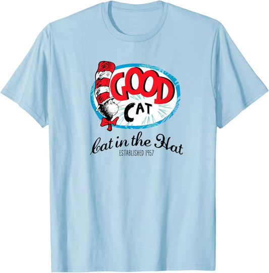 Dr. Seuss Good Cat Established 1957 Women Girls Kids T-Shirt - T-Shirt | Light Blue