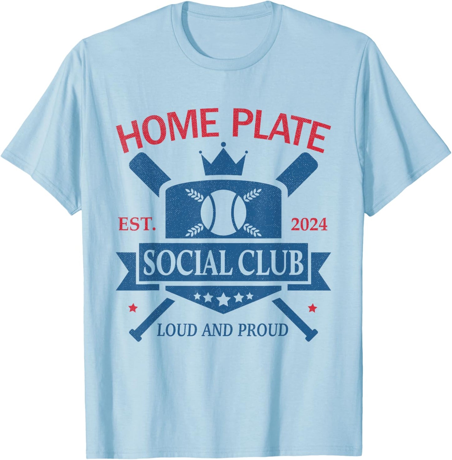 Funny Baseball Home Plate Social Club T-Shirt - T-Shirt | Light Blue