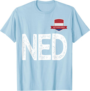 Nederland Netherlands Human-Flag Letter N E and D Nederland T-Shirt - T-Shirt | Light Blue