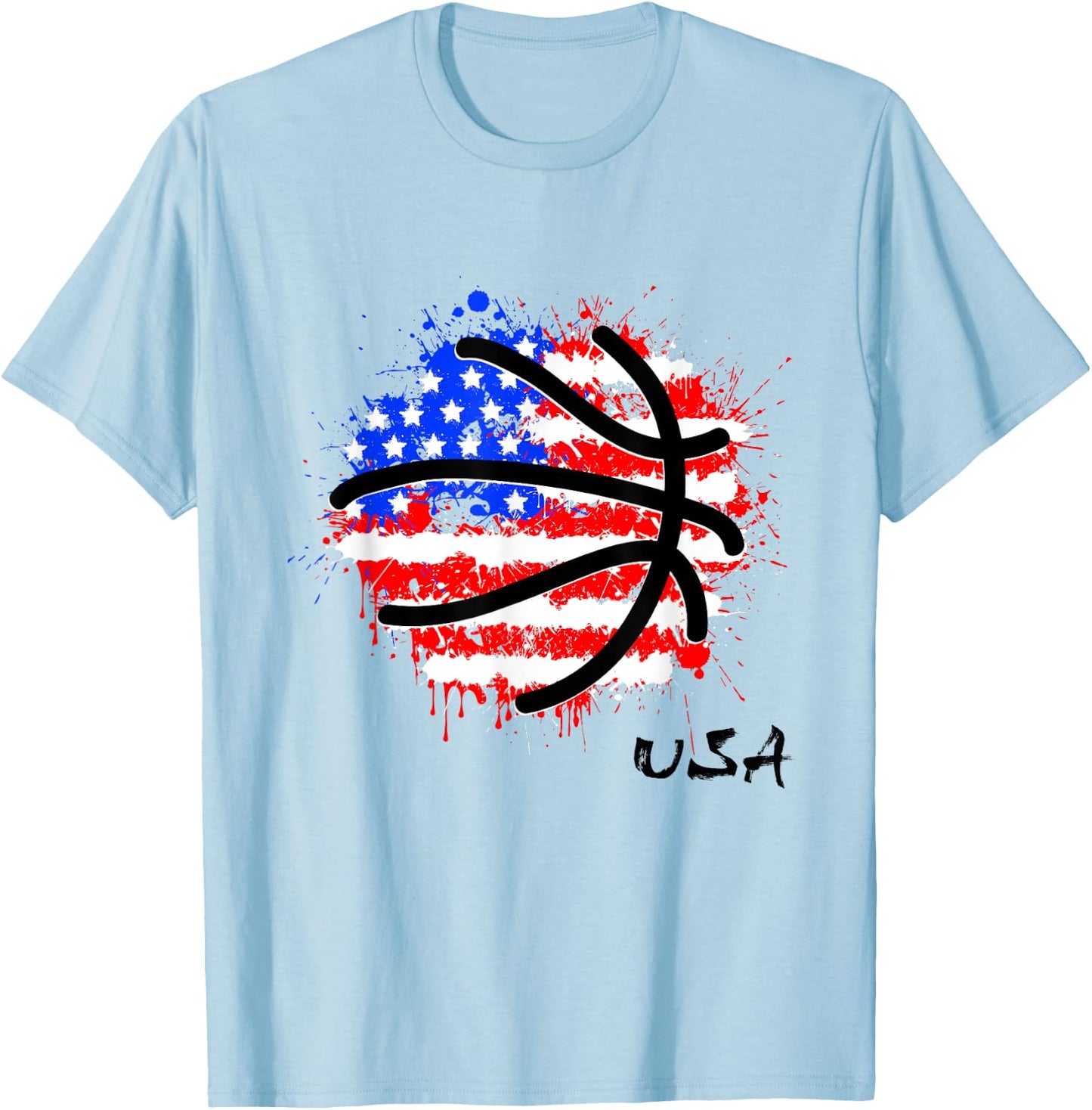 Patriotic Basketball 4th Of July Men USA American Flag Boys T-Shirt - T-Shirt | Light Blue