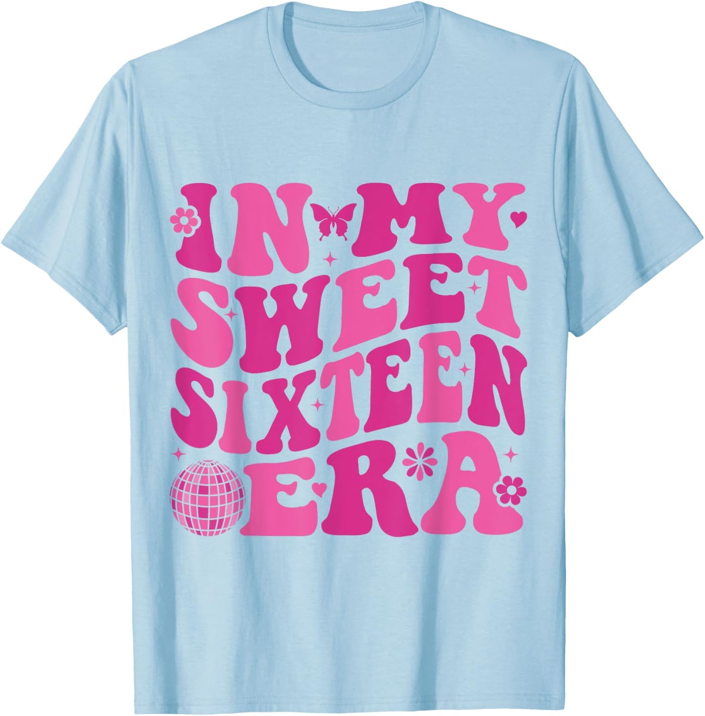 In My Sweet Sixteen Era Groovy Retro Boys Girl 16th Birthday T-Shirt - T-Shirt | Light Blue