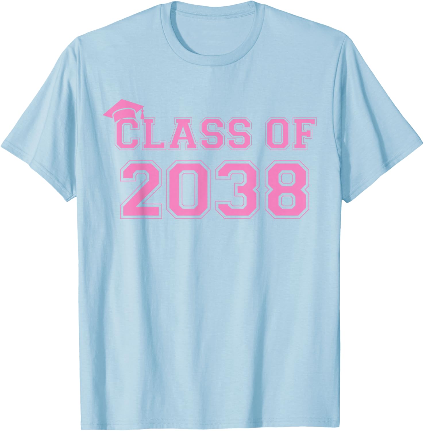 Class Of 2038 Handprint Pre-K Pink Girls 2038 Graduation T-Shirt - T-Shirt | Light Blue